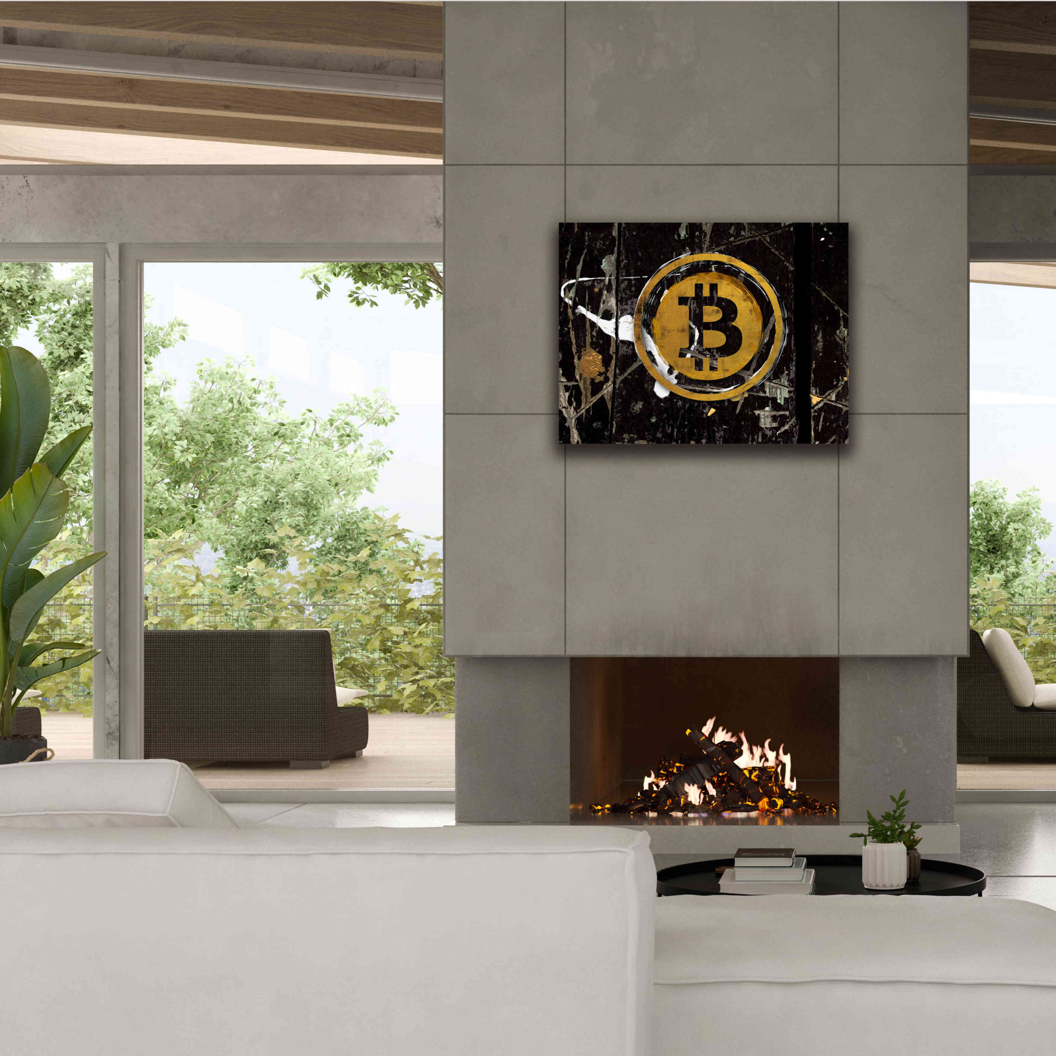 'Bitcoin Splash' by Karen Smith Giclee Canvas Wall Art,34x26