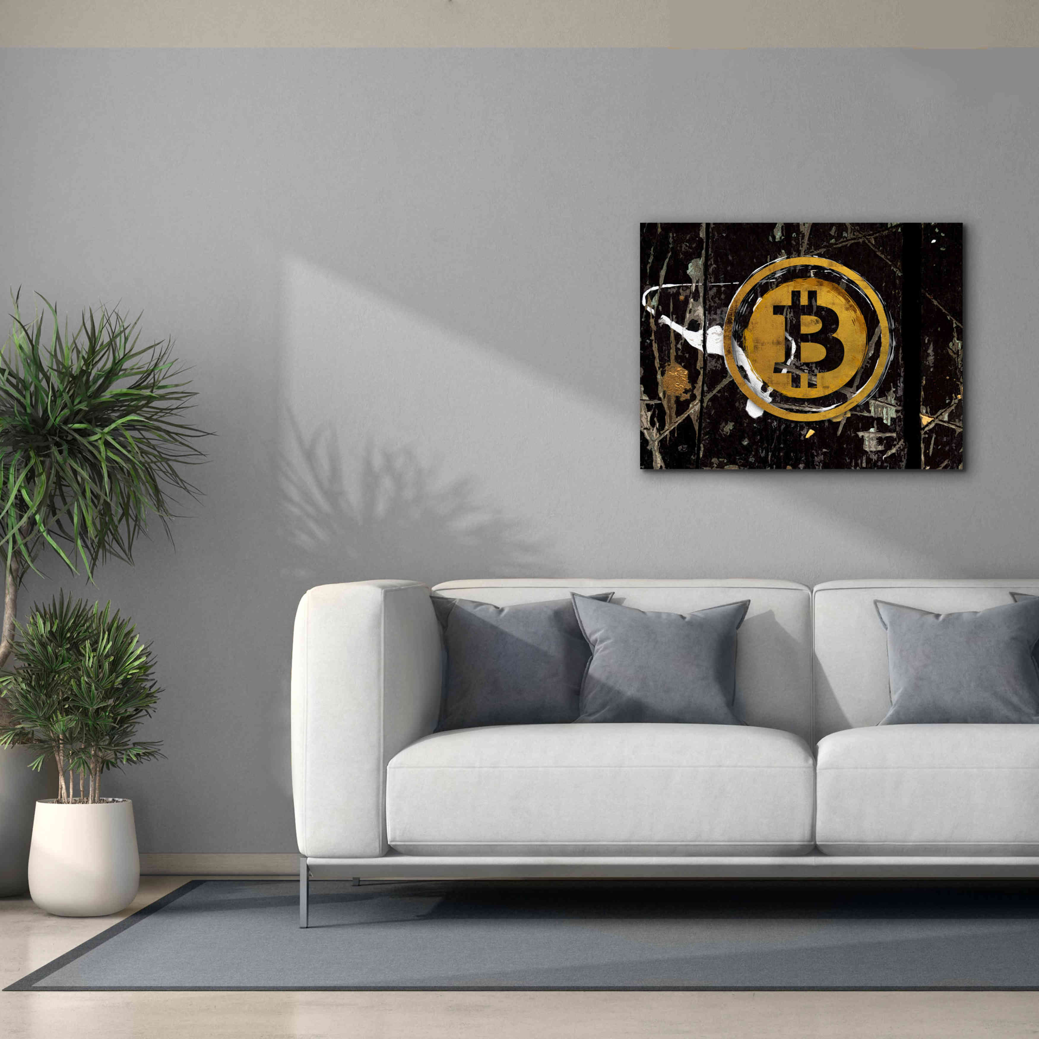 'Bitcoin Splash' by Karen Smith Giclee Canvas Wall Art,34x26
