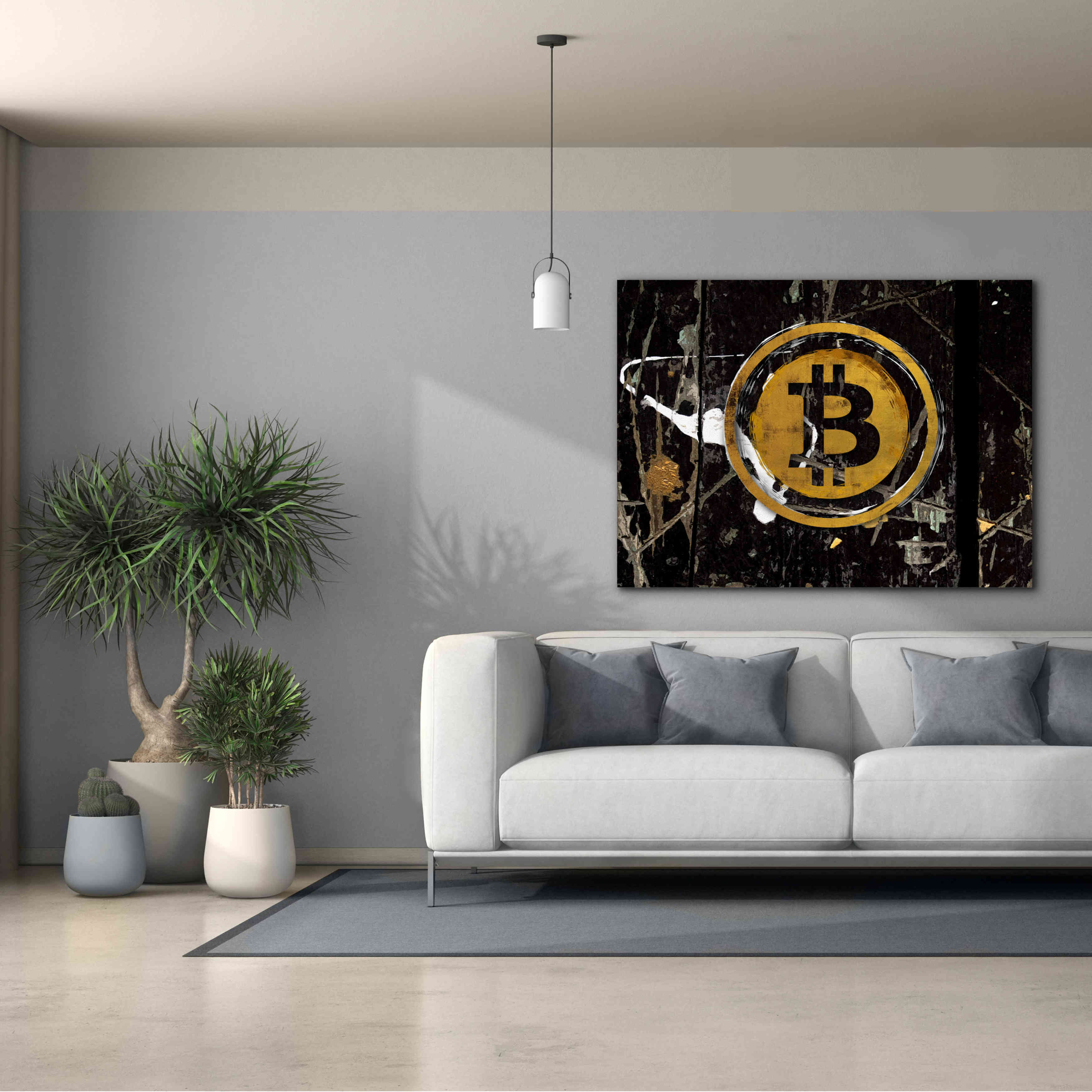 'Bitcoin Splash' by Karen Smith Giclee Canvas Wall Art,54x40