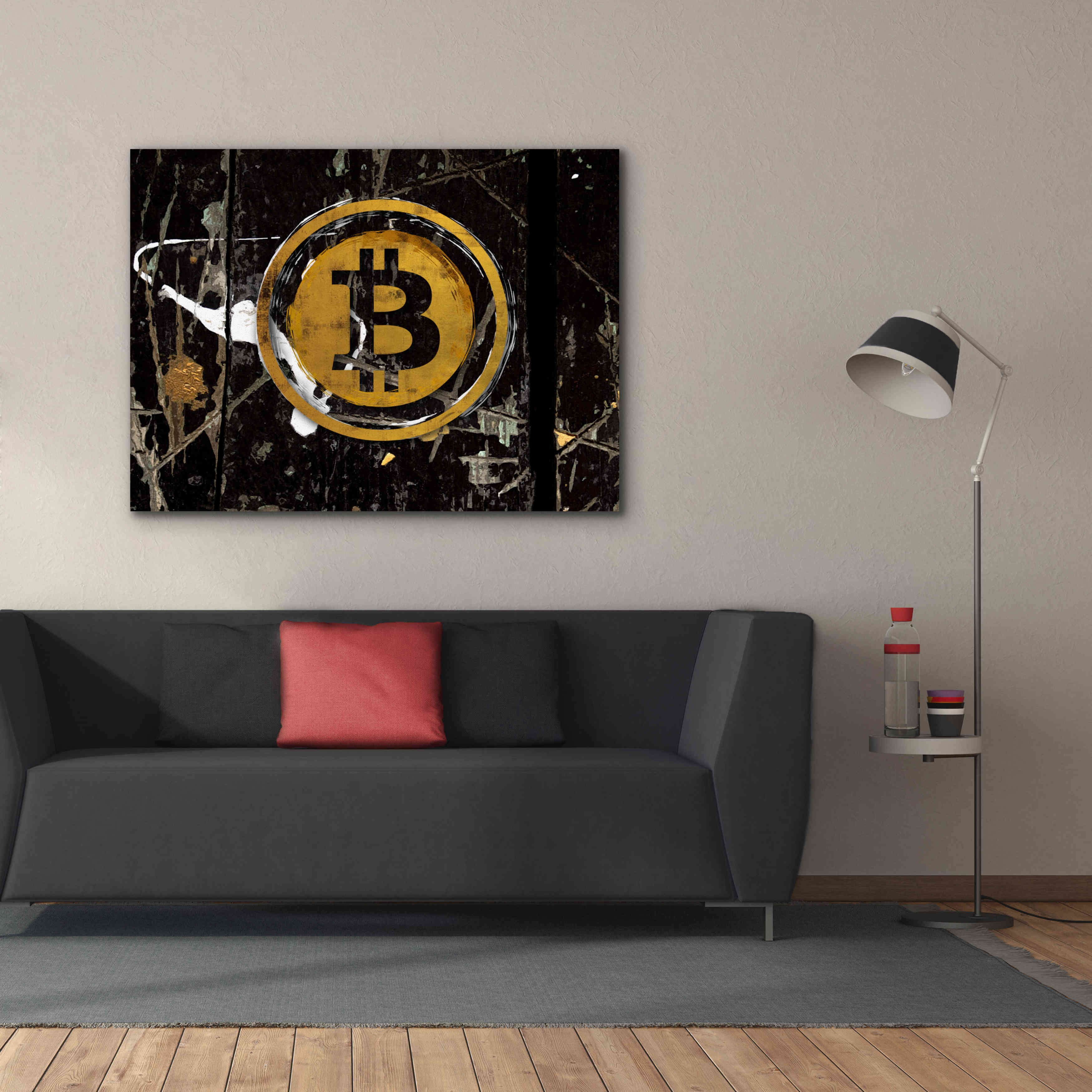 'Bitcoin Splash' by Karen Smith Giclee Canvas Wall Art,54x40