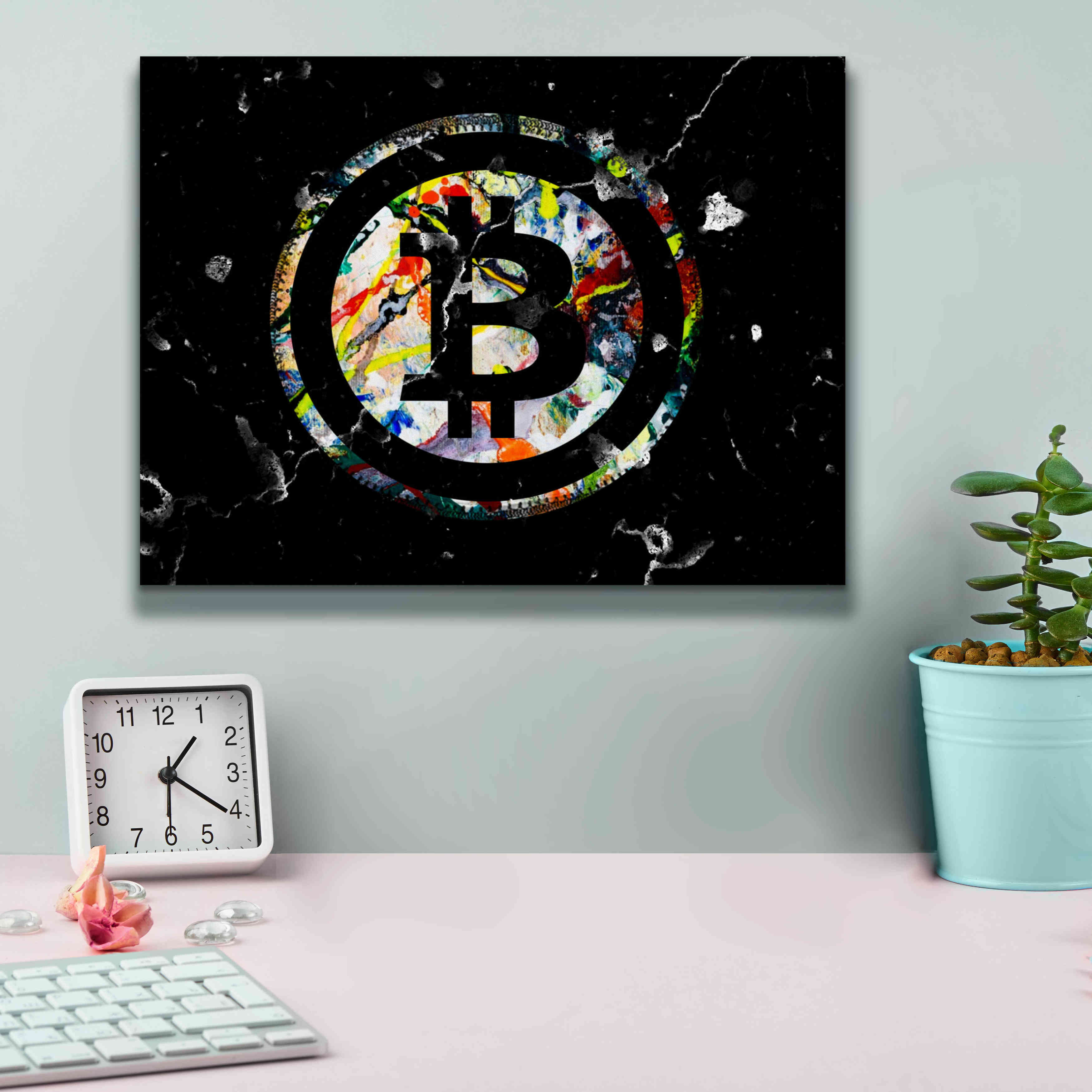 'Bitcoin Paint' by Karen Smith Giclee Canvas Wall Art,16x12