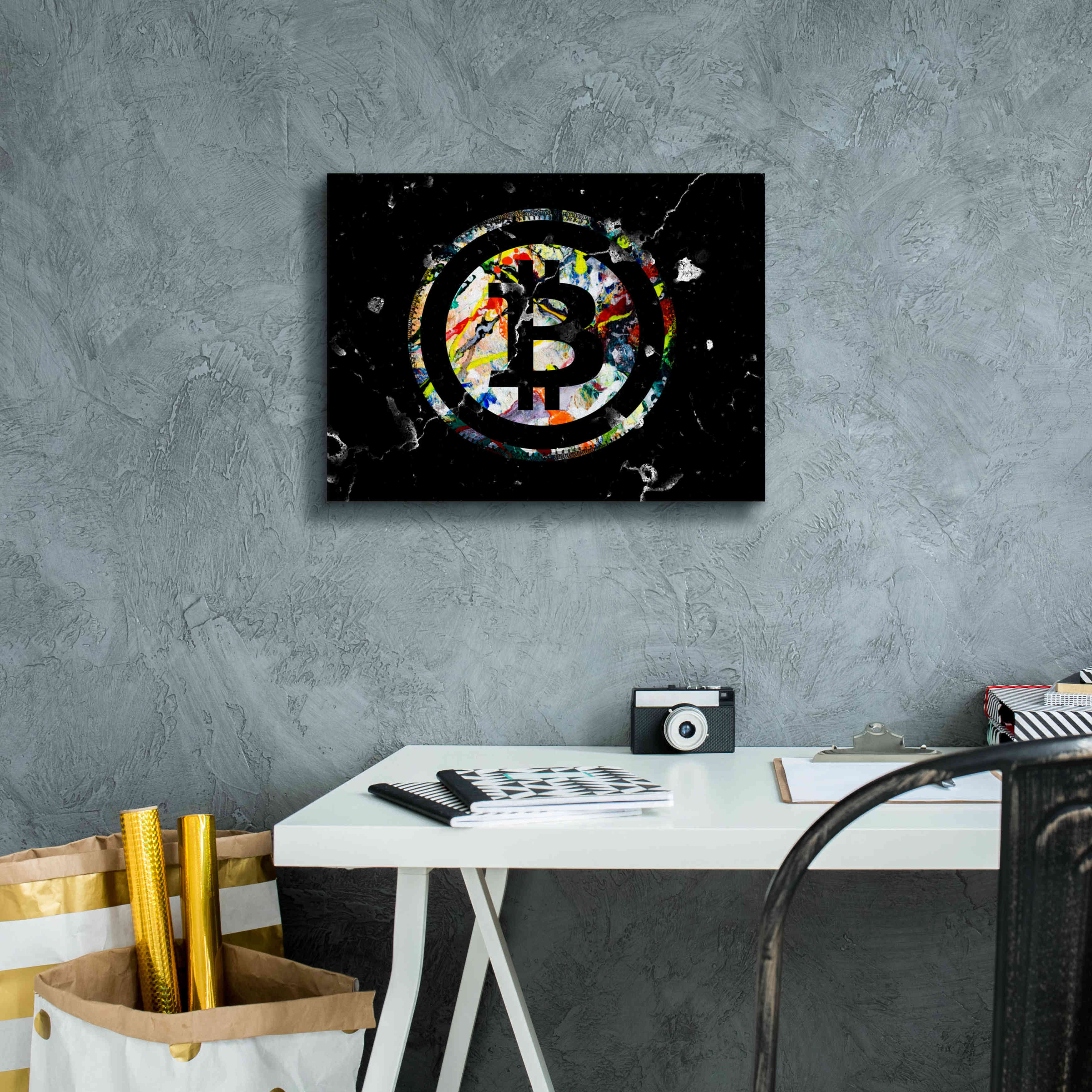 'Bitcoin Paint' by Karen Smith Giclee Canvas Wall Art,16x12