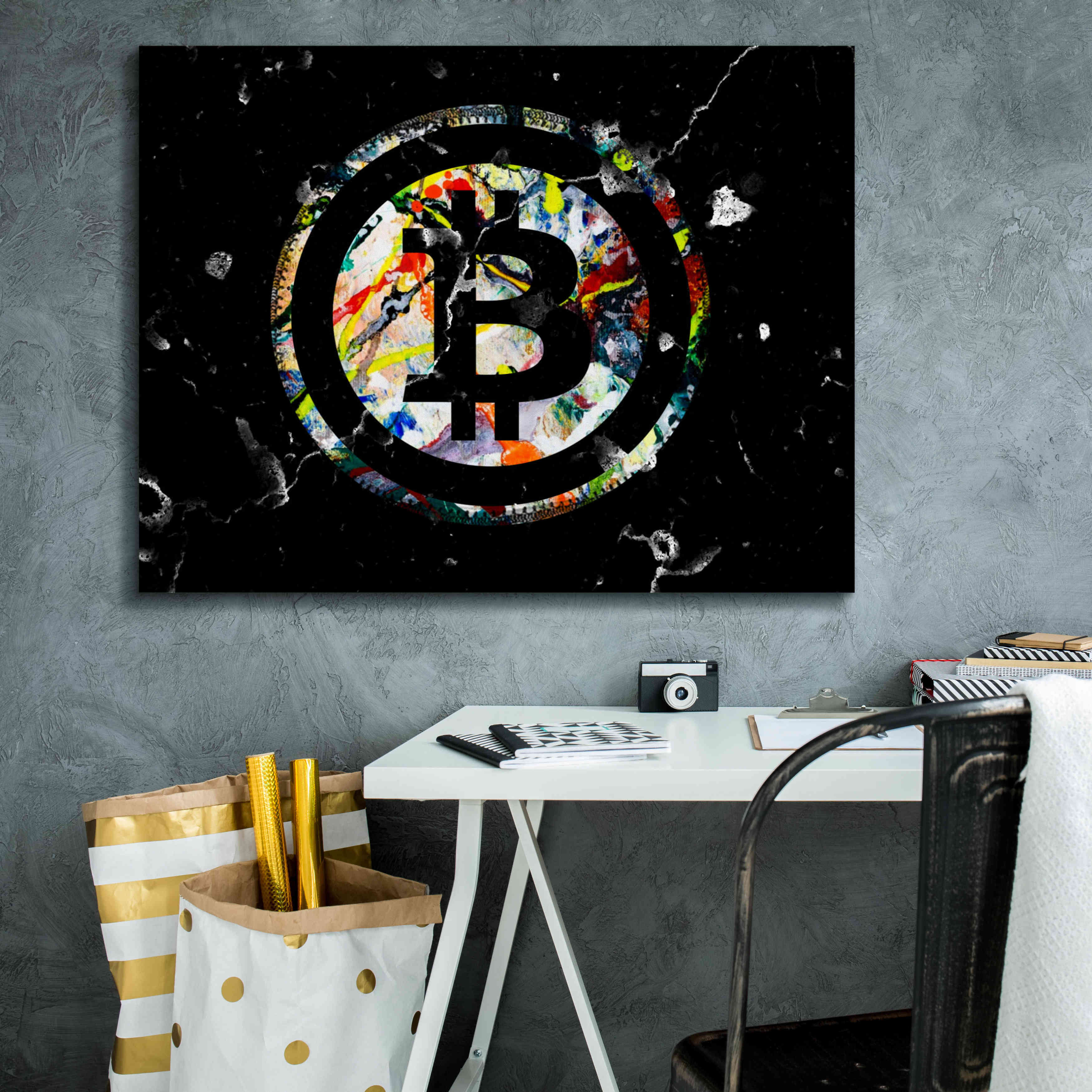 'Bitcoin Paint' by Karen Smith Giclee Canvas Wall Art,34x26