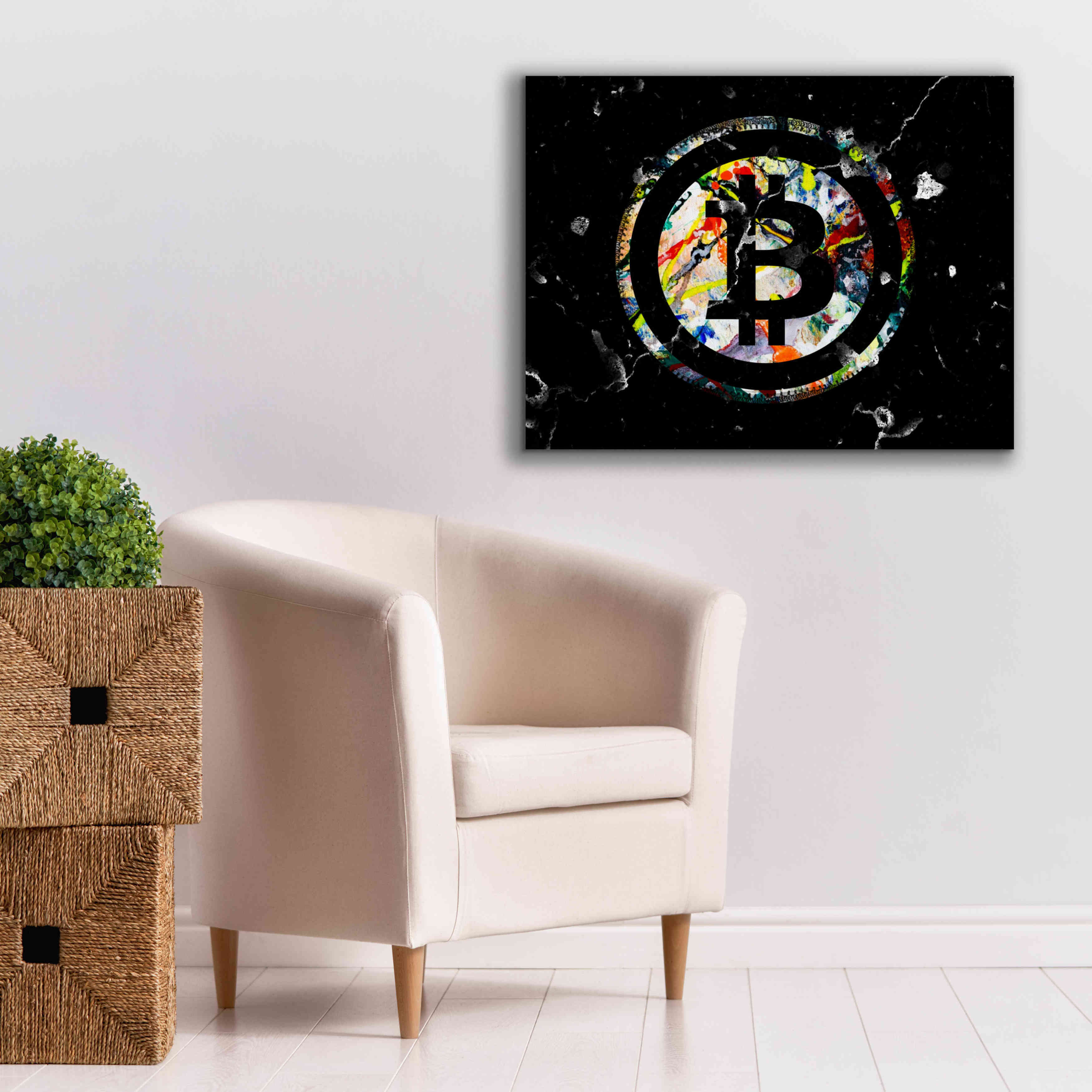 'Bitcoin Paint' by Karen Smith Giclee Canvas Wall Art,34x26
