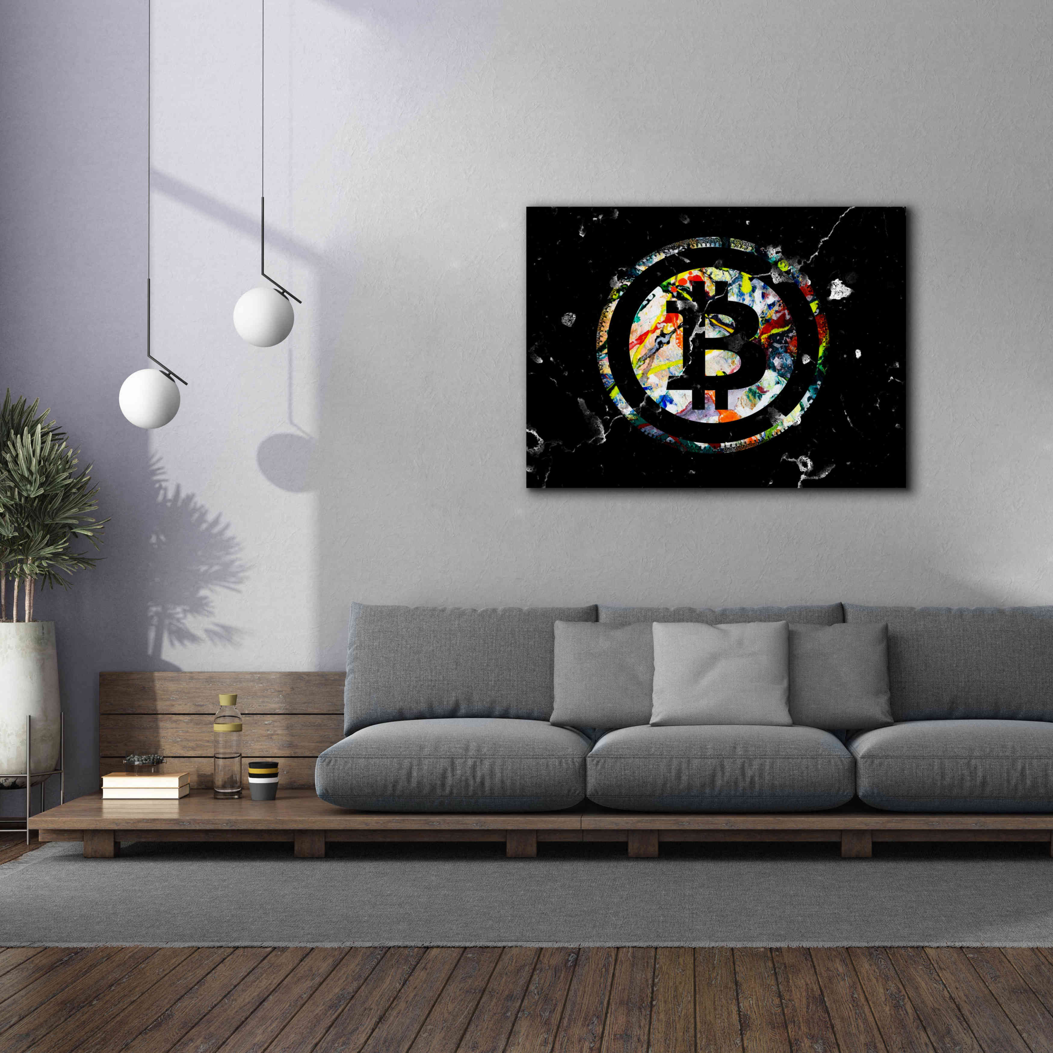 'Bitcoin Paint' by Karen Smith Giclee Canvas Wall Art,54x40