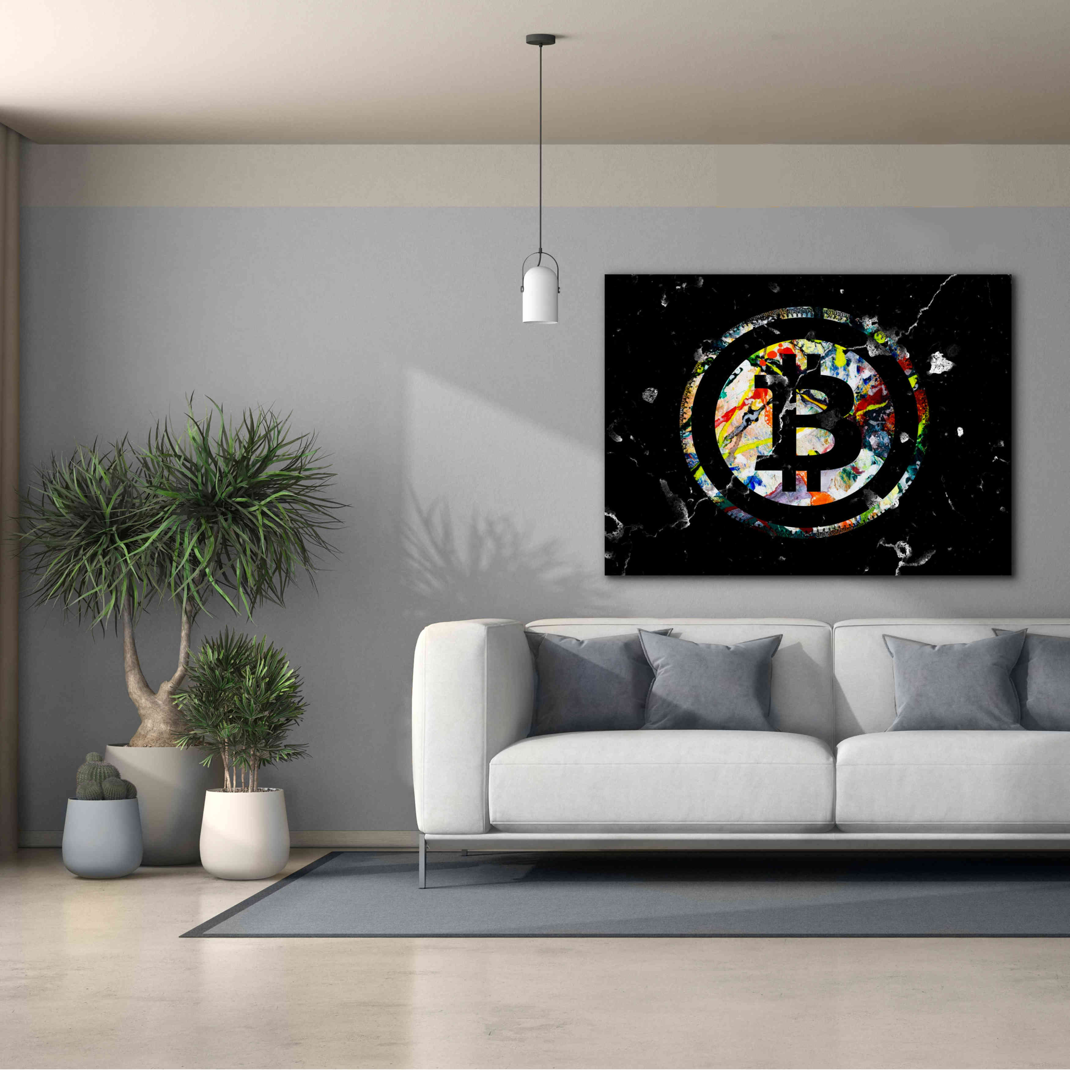 'Bitcoin Paint' by Karen Smith Giclee Canvas Wall Art,54x40