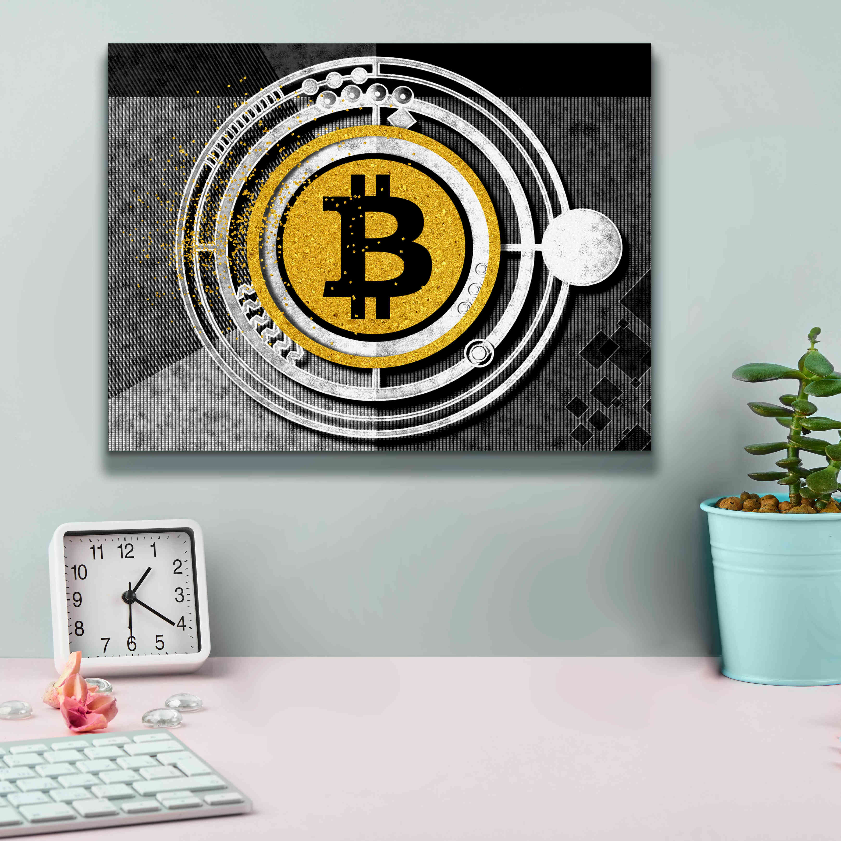 'Bitcoin Glitterball' by Karen Smith Giclee Canvas Wall Art,16x12