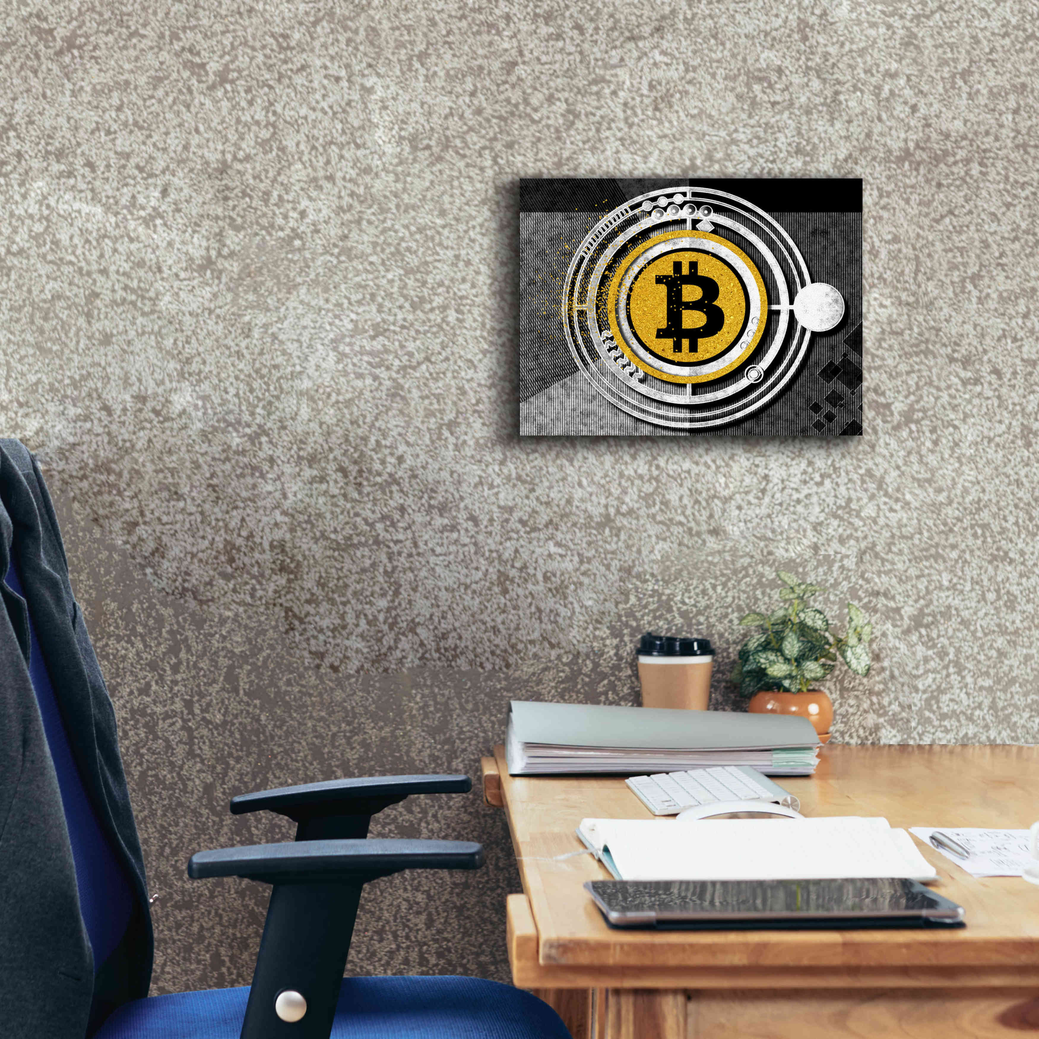 'Bitcoin Glitterball' by Karen Smith Giclee Canvas Wall Art,16x12