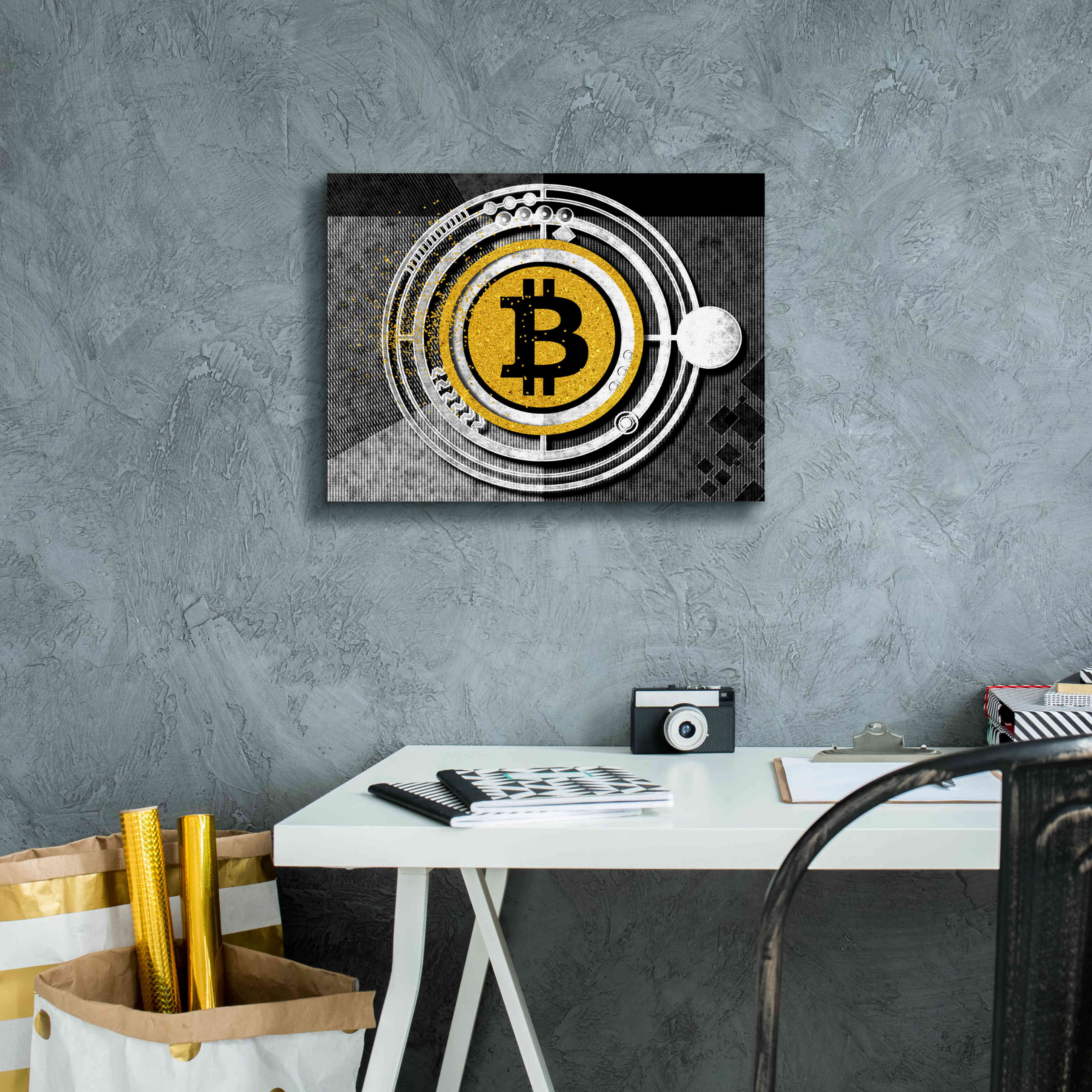 'Bitcoin Glitterball' by Karen Smith Giclee Canvas Wall Art,16x12