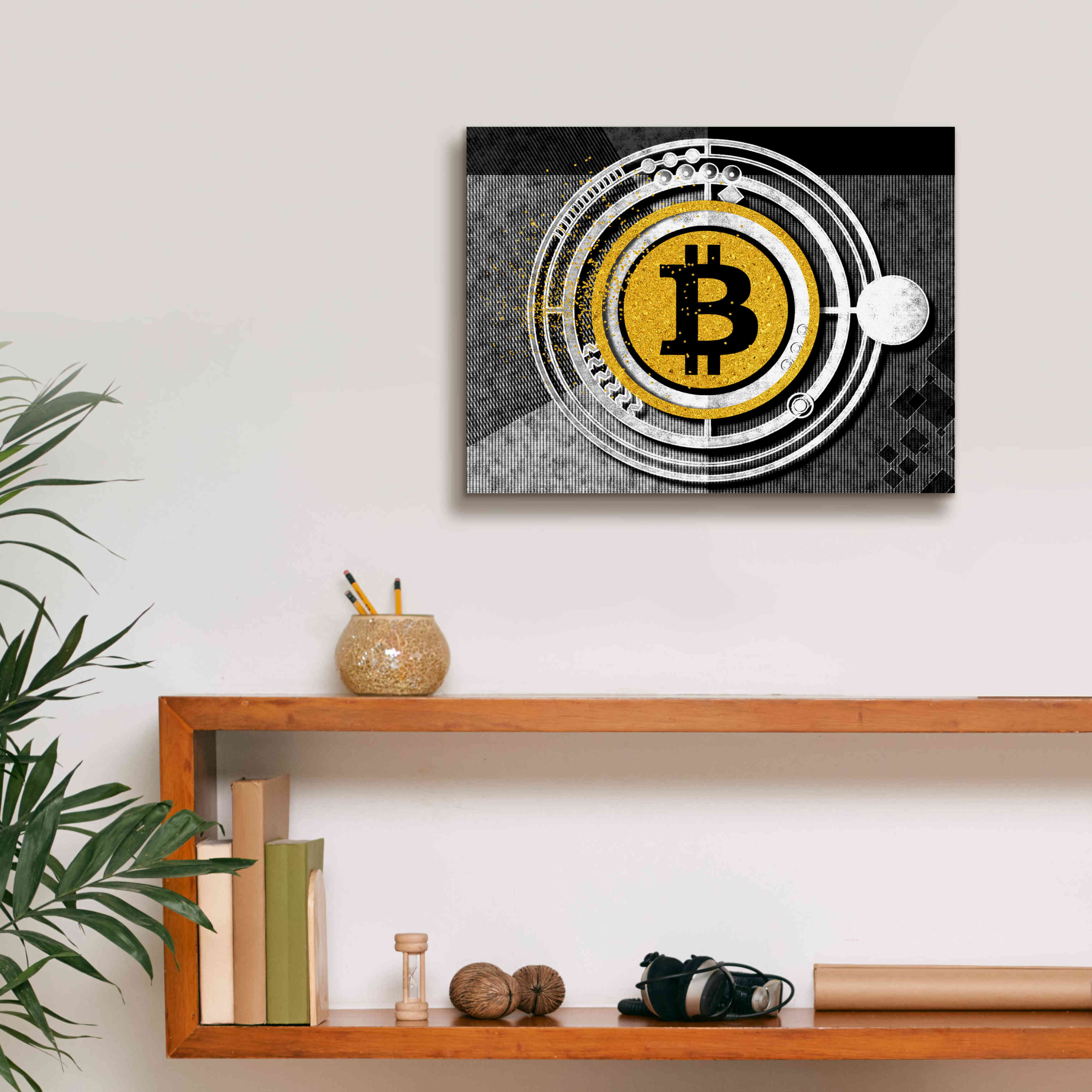 'Bitcoin Glitterball' by Karen Smith Giclee Canvas Wall Art,16x12