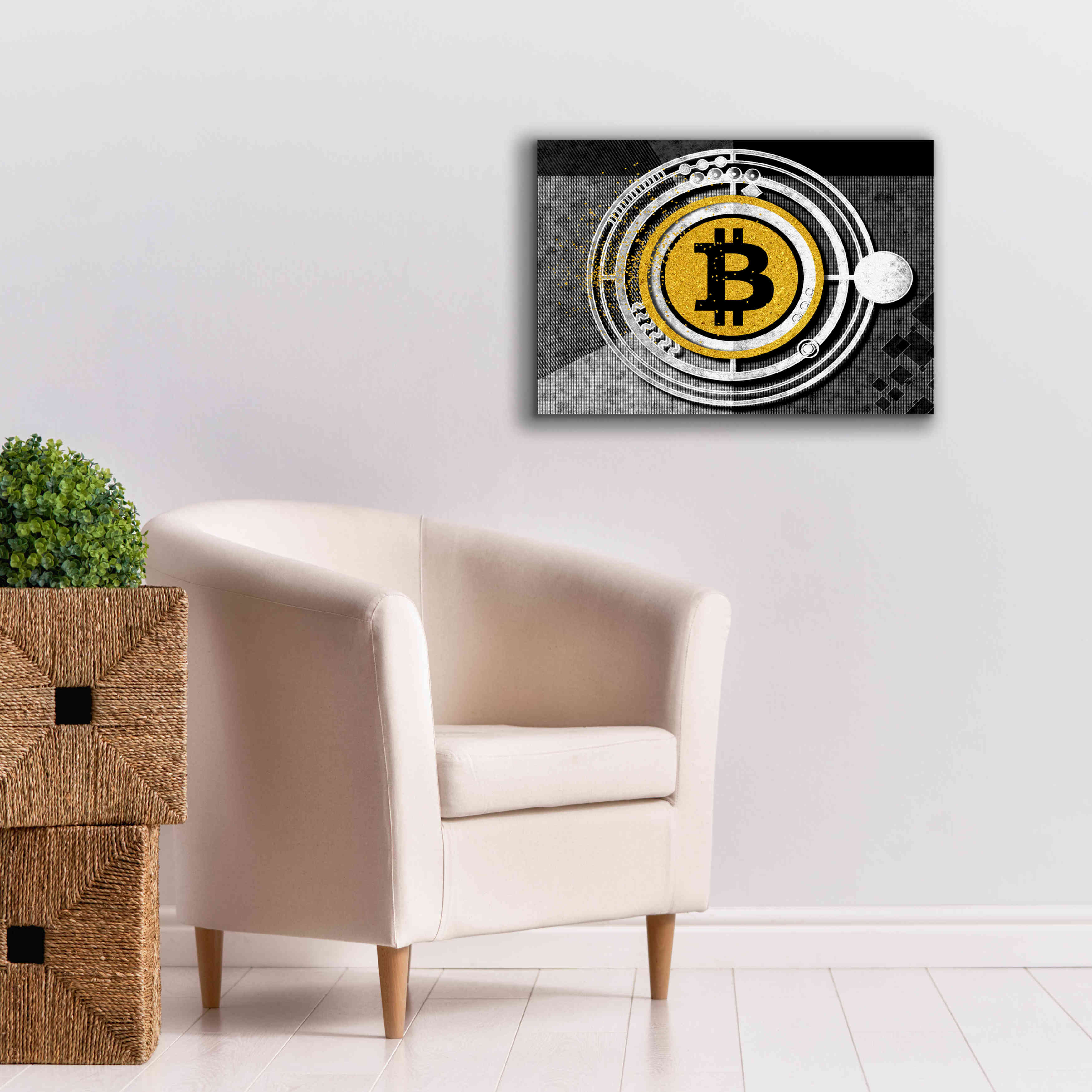 'Bitcoin Glitterball' by Karen Smith Giclee Canvas Wall Art,26x18