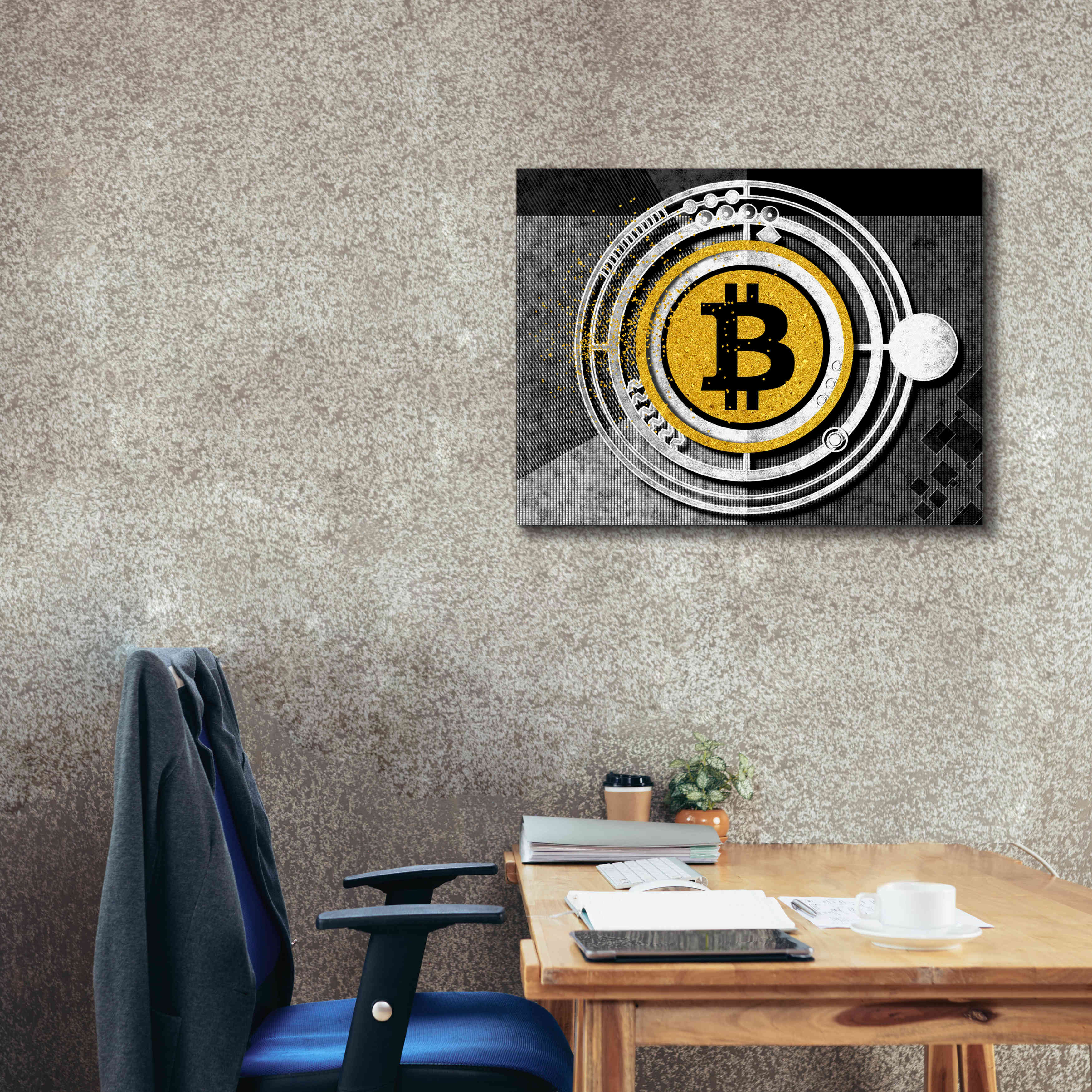 'Bitcoin Glitterball' by Karen Smith Giclee Canvas Wall Art,34x26