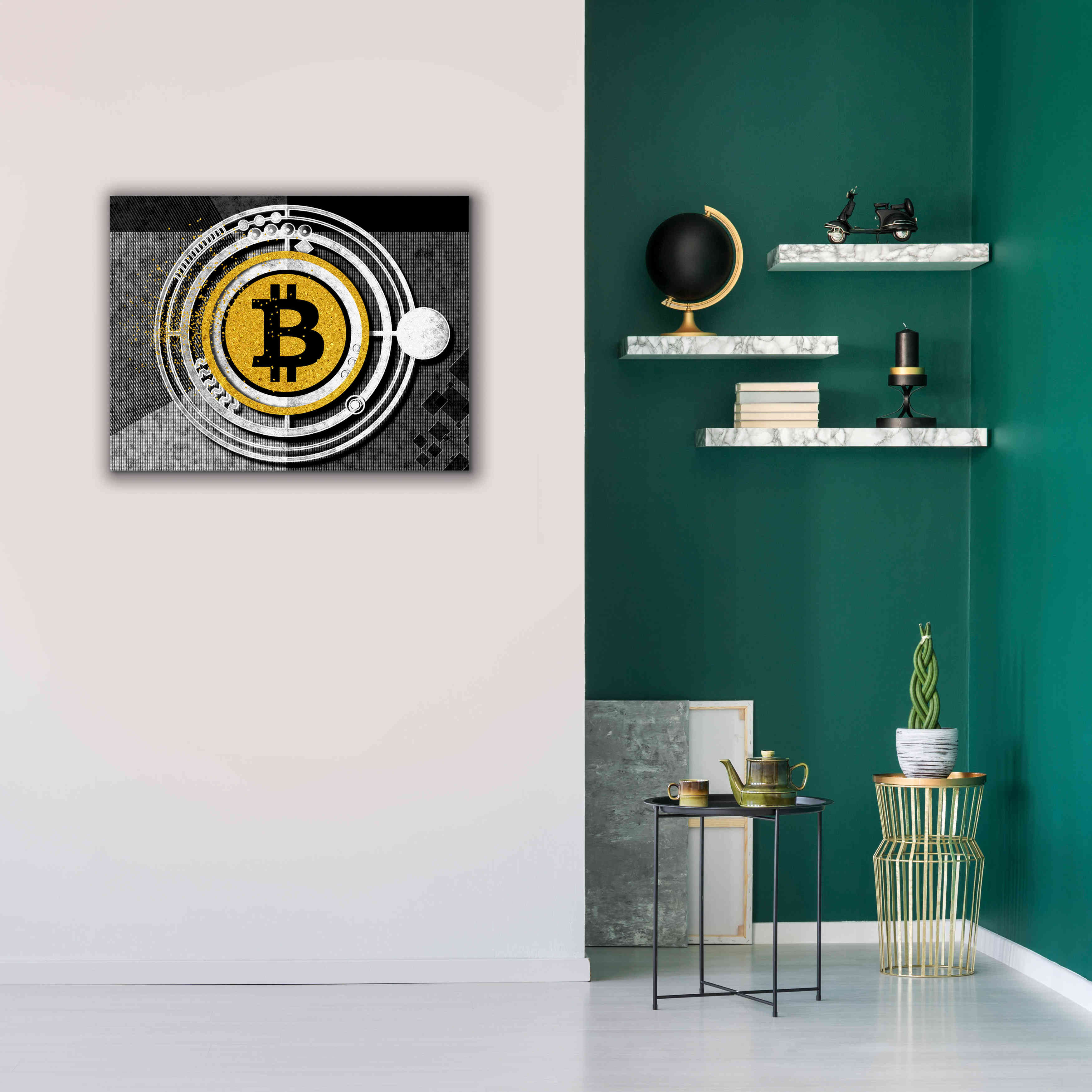 'Bitcoin Glitterball' by Karen Smith Giclee Canvas Wall Art,34x26