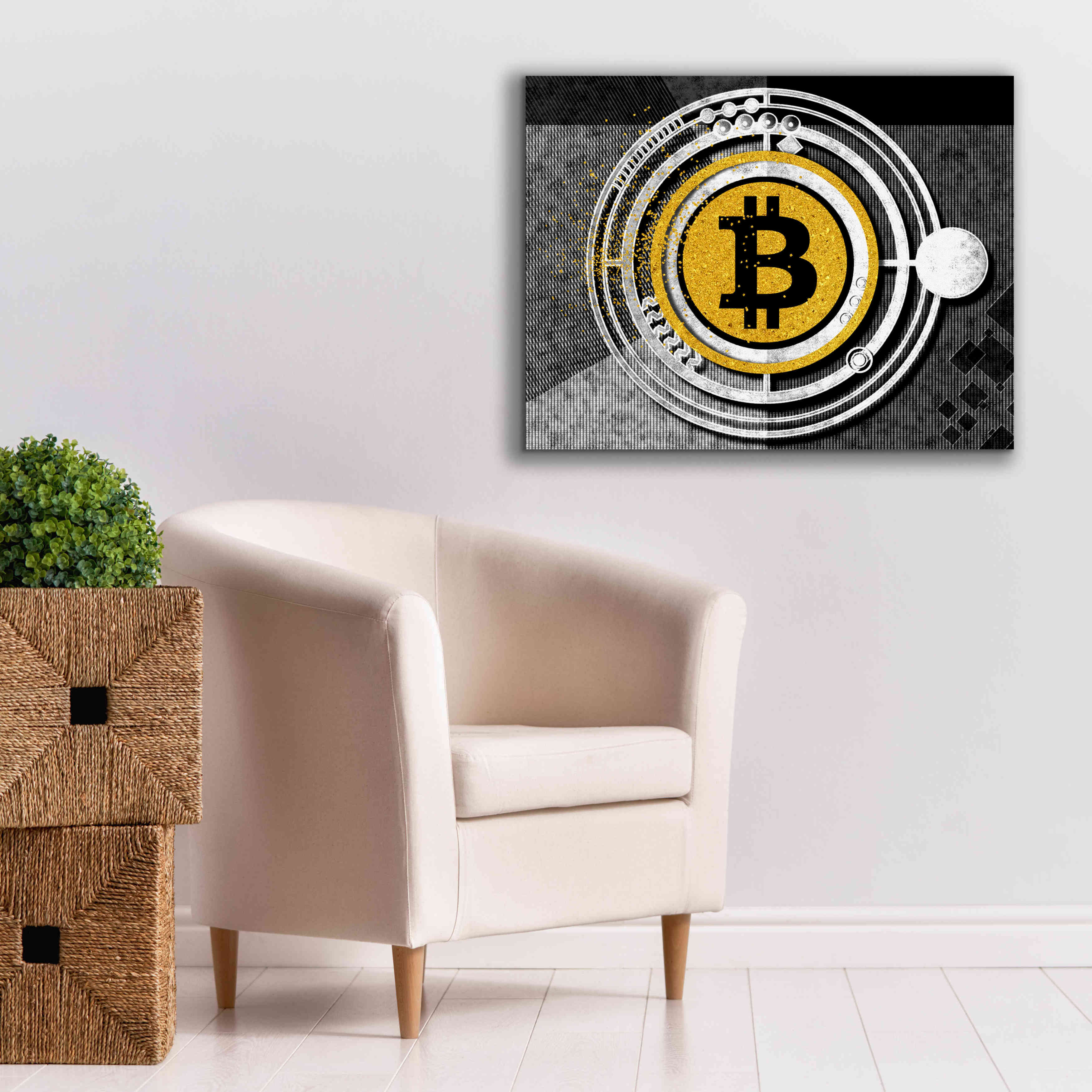 'Bitcoin Glitterball' by Karen Smith Giclee Canvas Wall Art,34x26