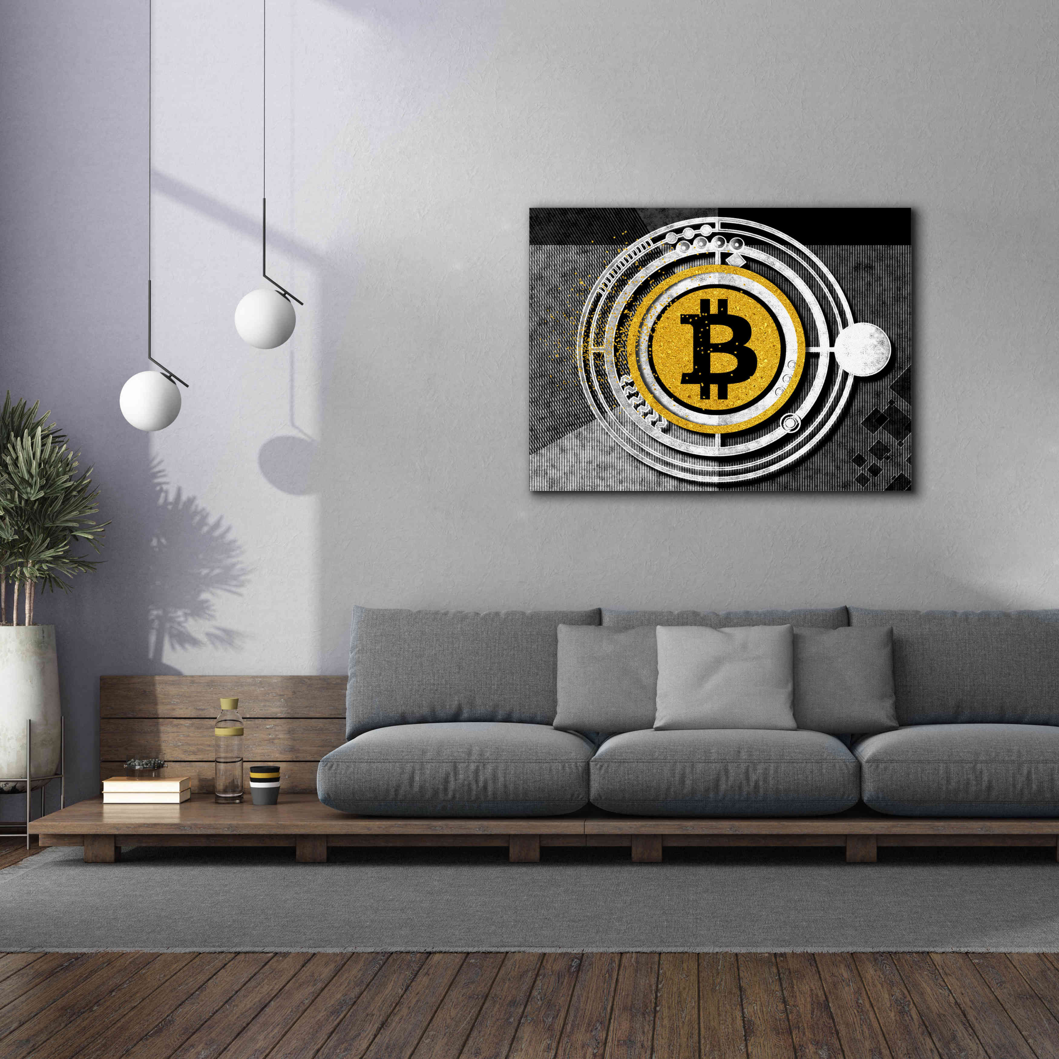 'Bitcoin Glitterball' by Karen Smith Giclee Canvas Wall Art,54x40