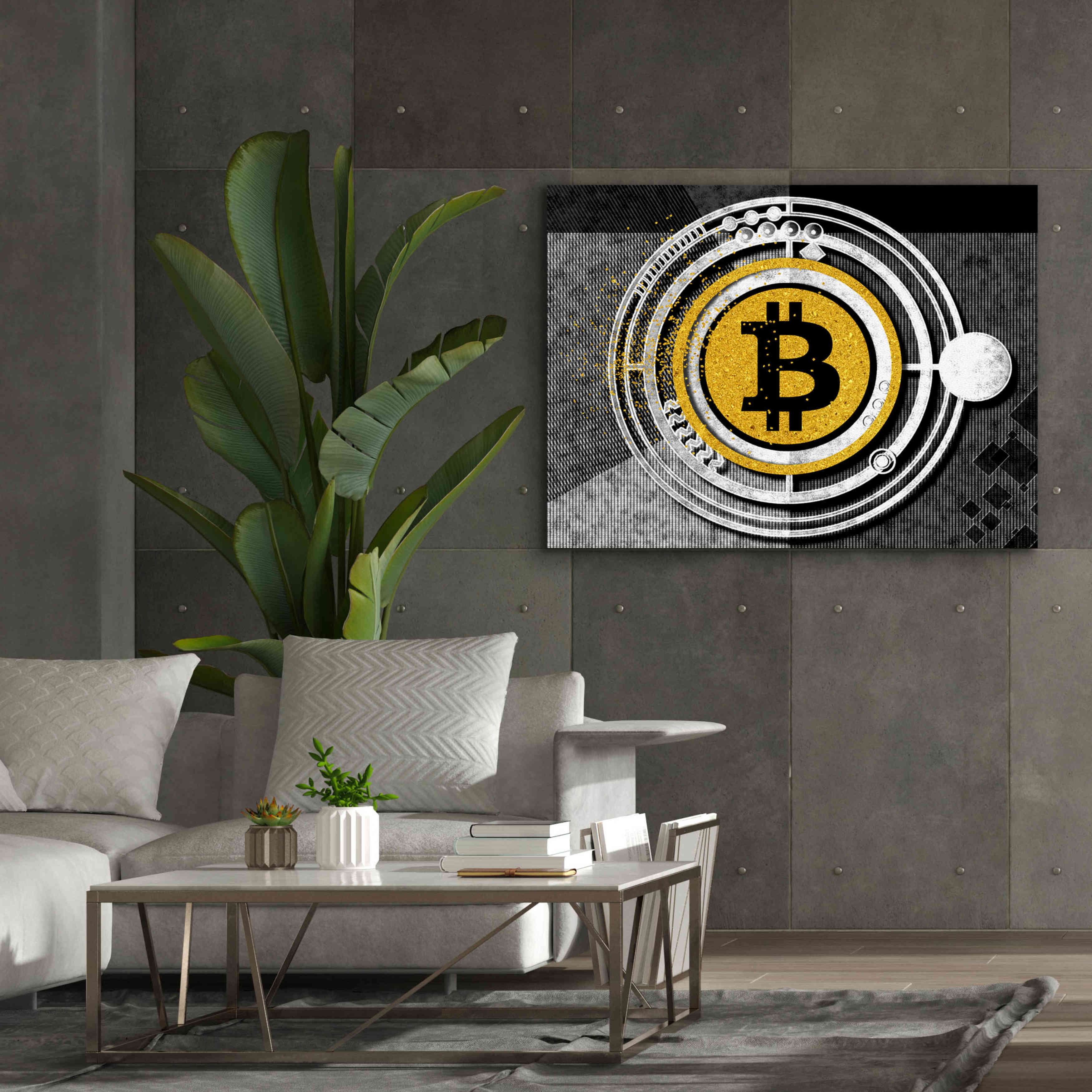 'Bitcoin Glitterball' by Karen Smith Giclee Canvas Wall Art,54x40