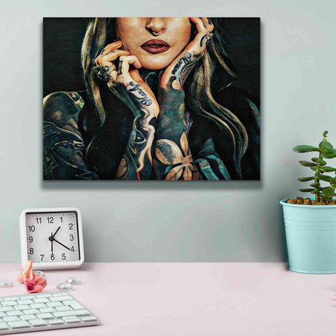 Image of 'Tattooed Temptress' by Ashley Aldridge Giclee Canvas Wall Art,16 x 12