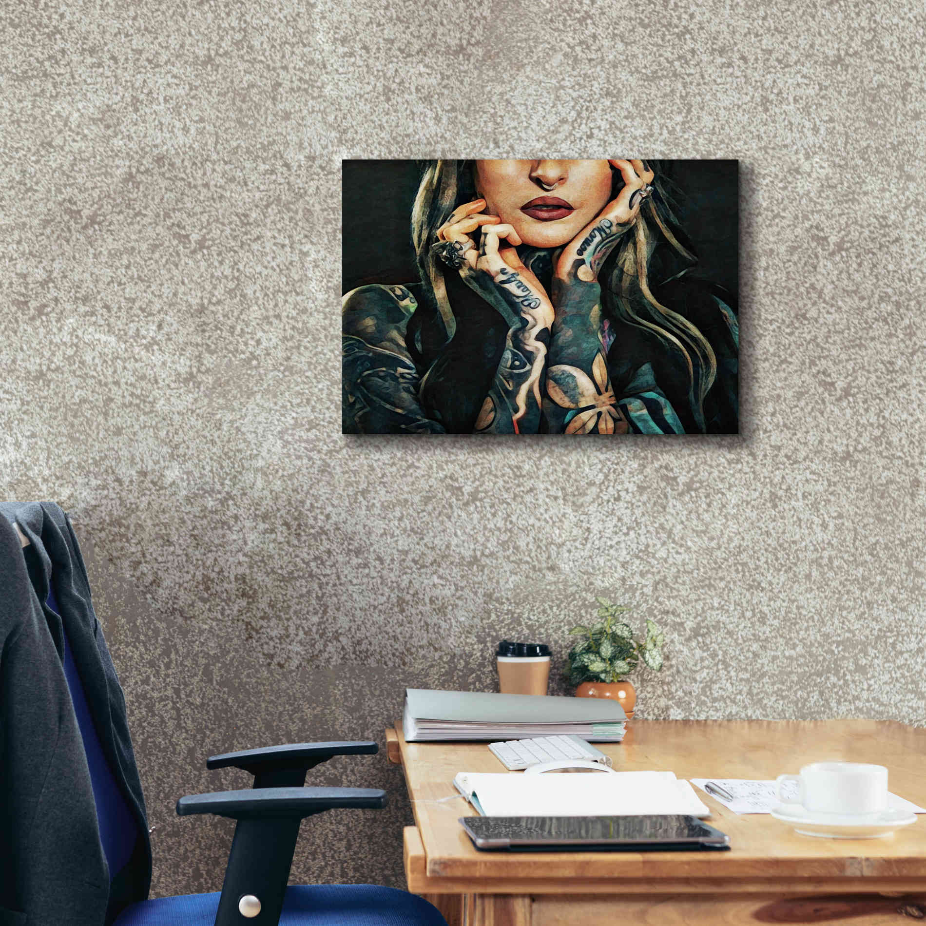 'Tattooed Temptress' by Ashley Aldridge Giclee Canvas Wall Art,26 x 18