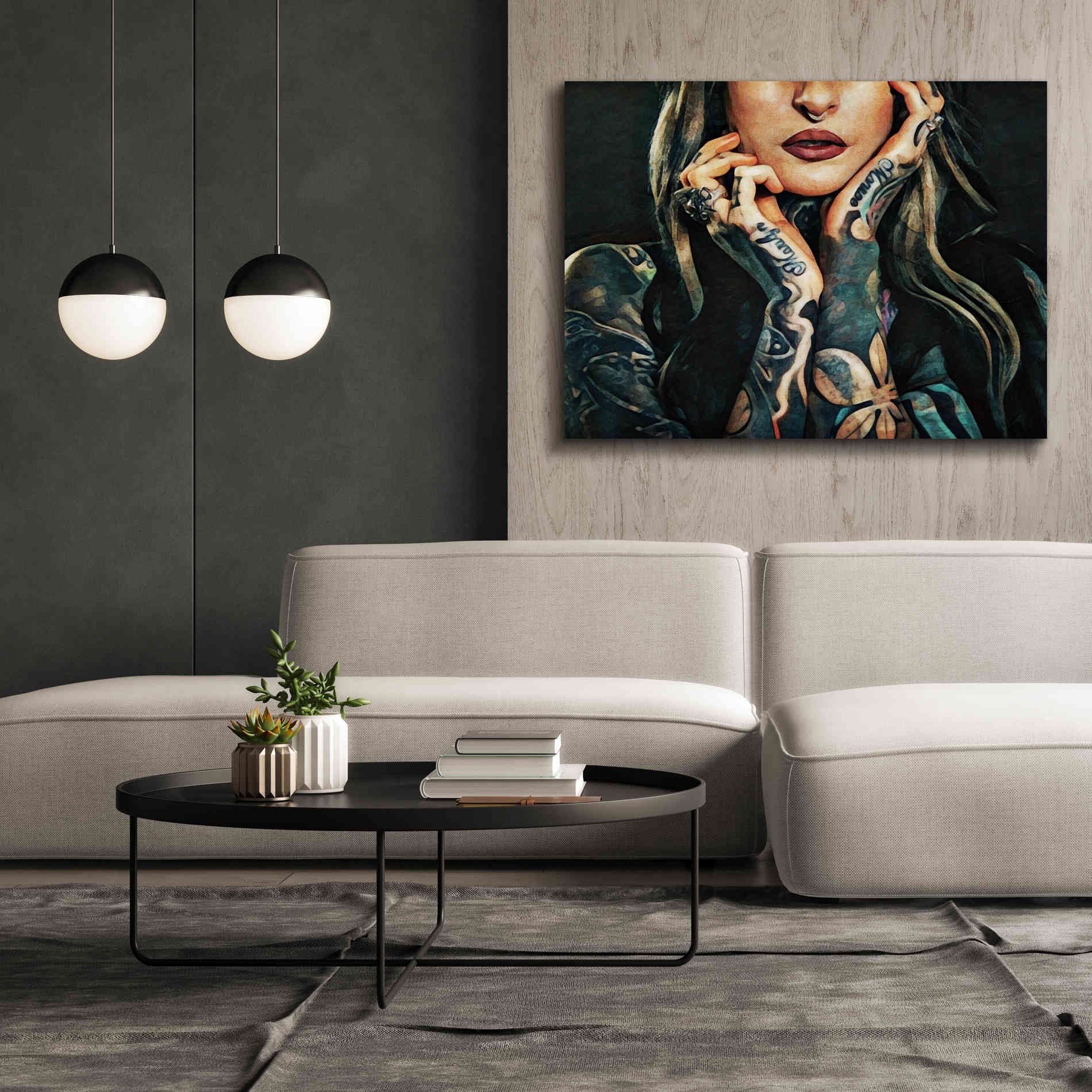 'Tattooed Temptress' by Ashley Aldridge Giclee Canvas Wall Art,54 x 40