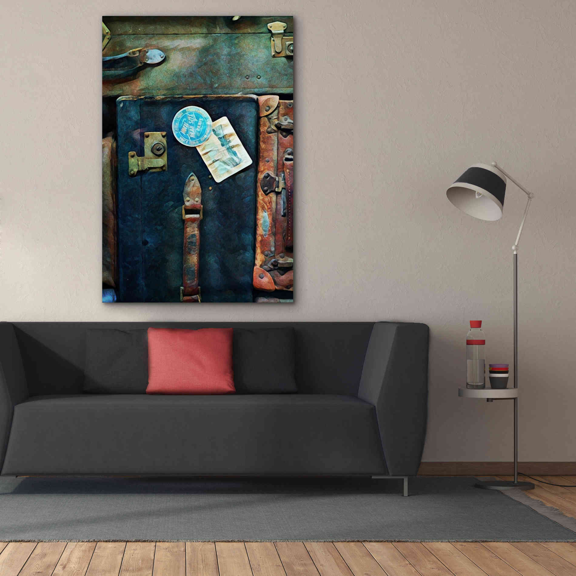 'Vintage Stacked Suitcases 1' by Ashley Aldridge Giclee Canvas Wall Art,40 x 60