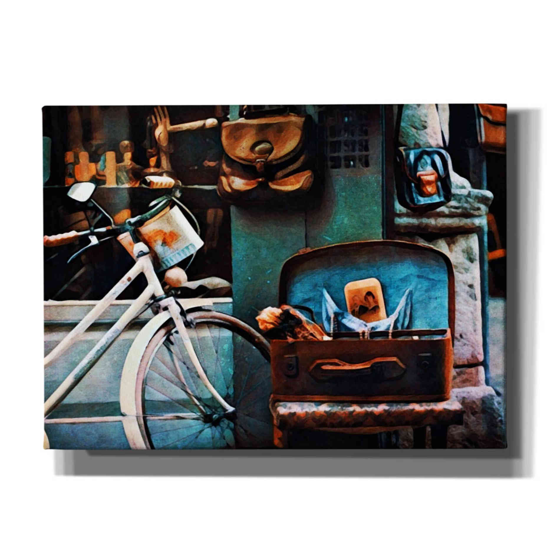 'Bicycle Brown Baggage' by Ashley Aldridge Giclee Canvas Wall Art