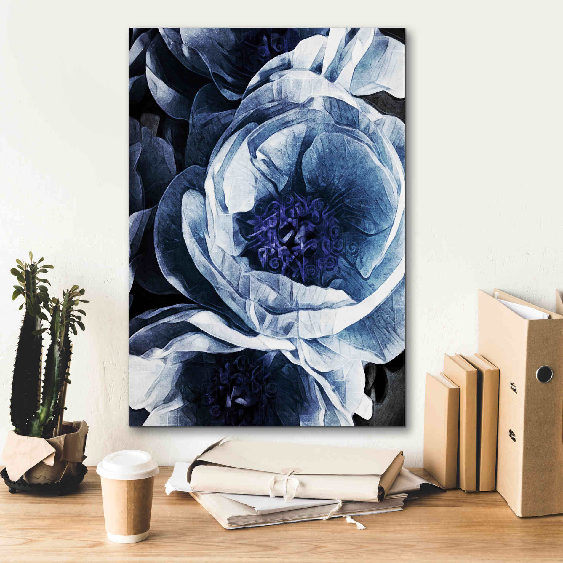 'Peony Blue Petals 1' by Ashley Aldridge Giclee Canvas Wall Art,18 x 26