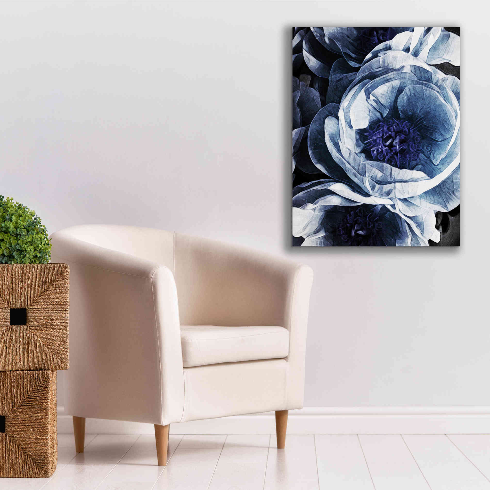 'Peony Blue Petals 1' by Ashley Aldridge Giclee Canvas Wall Art,26 x 34