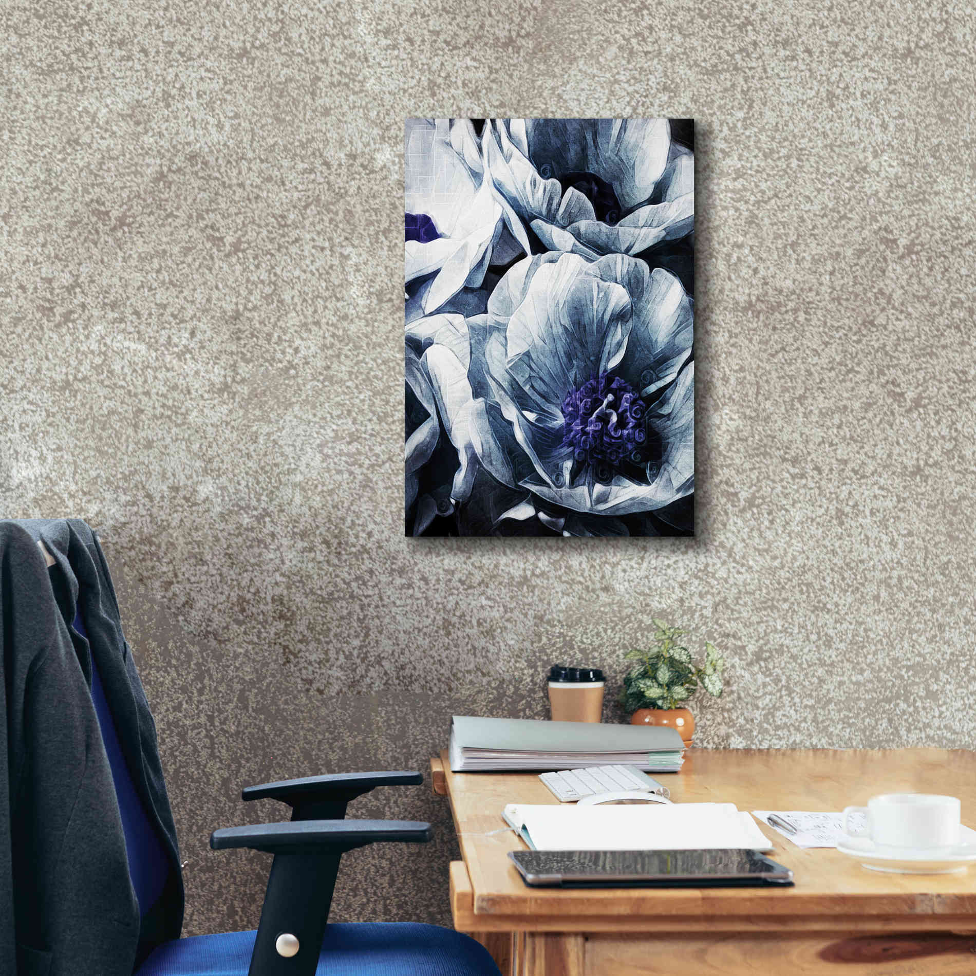 'Peony Blue Petals 2' by Ashley Aldridge Giclee Canvas Wall Art,18 x 26