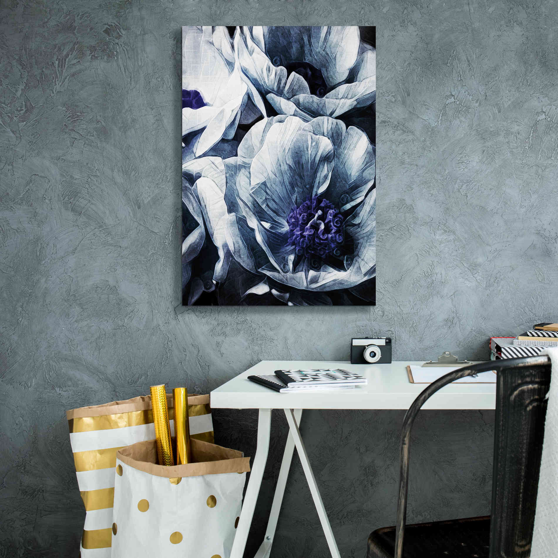 'Peony Blue Petals 2' by Ashley Aldridge Giclee Canvas Wall Art,18 x 26