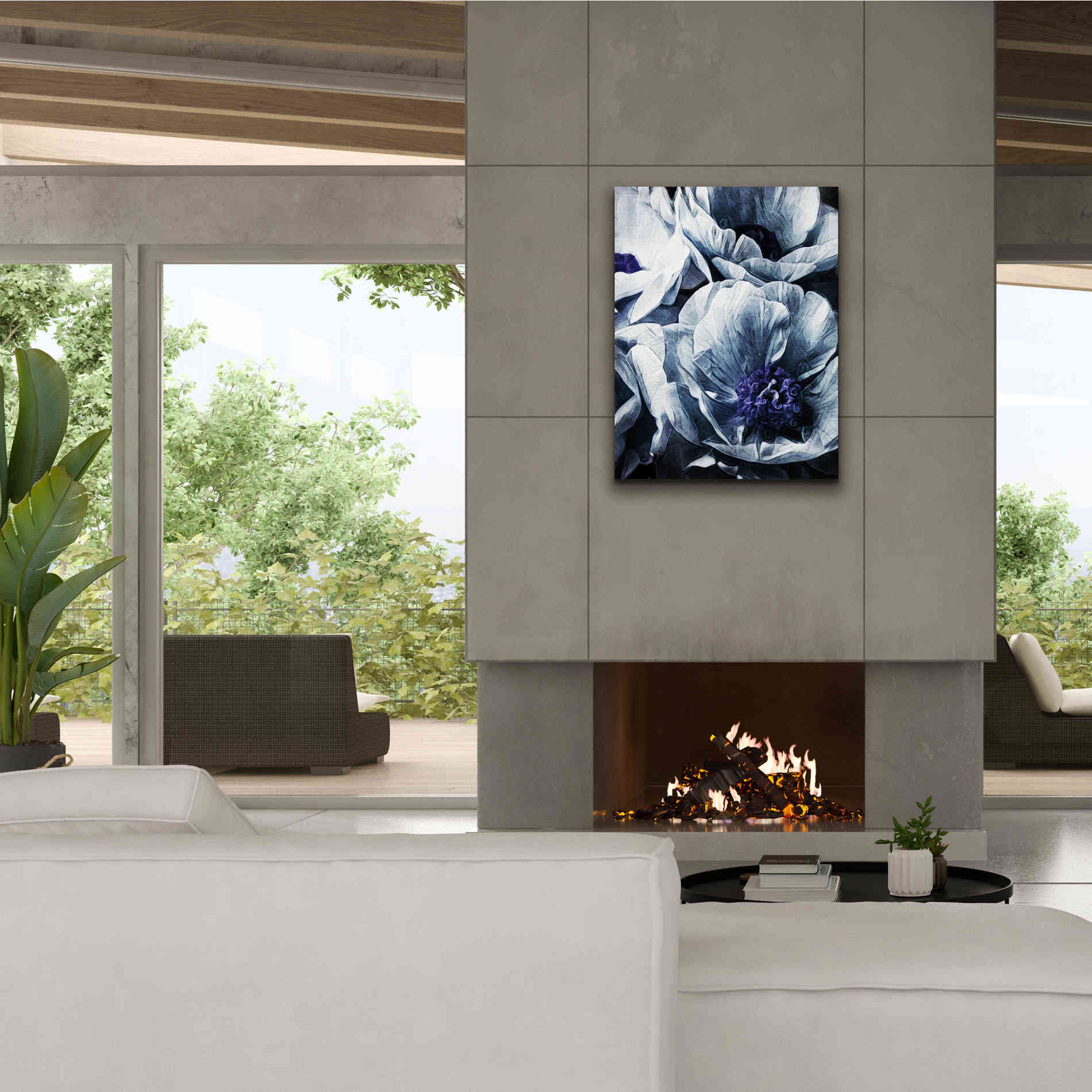 'Peony Blue Petals 2' by Ashley Aldridge Giclee Canvas Wall Art,26 x 34