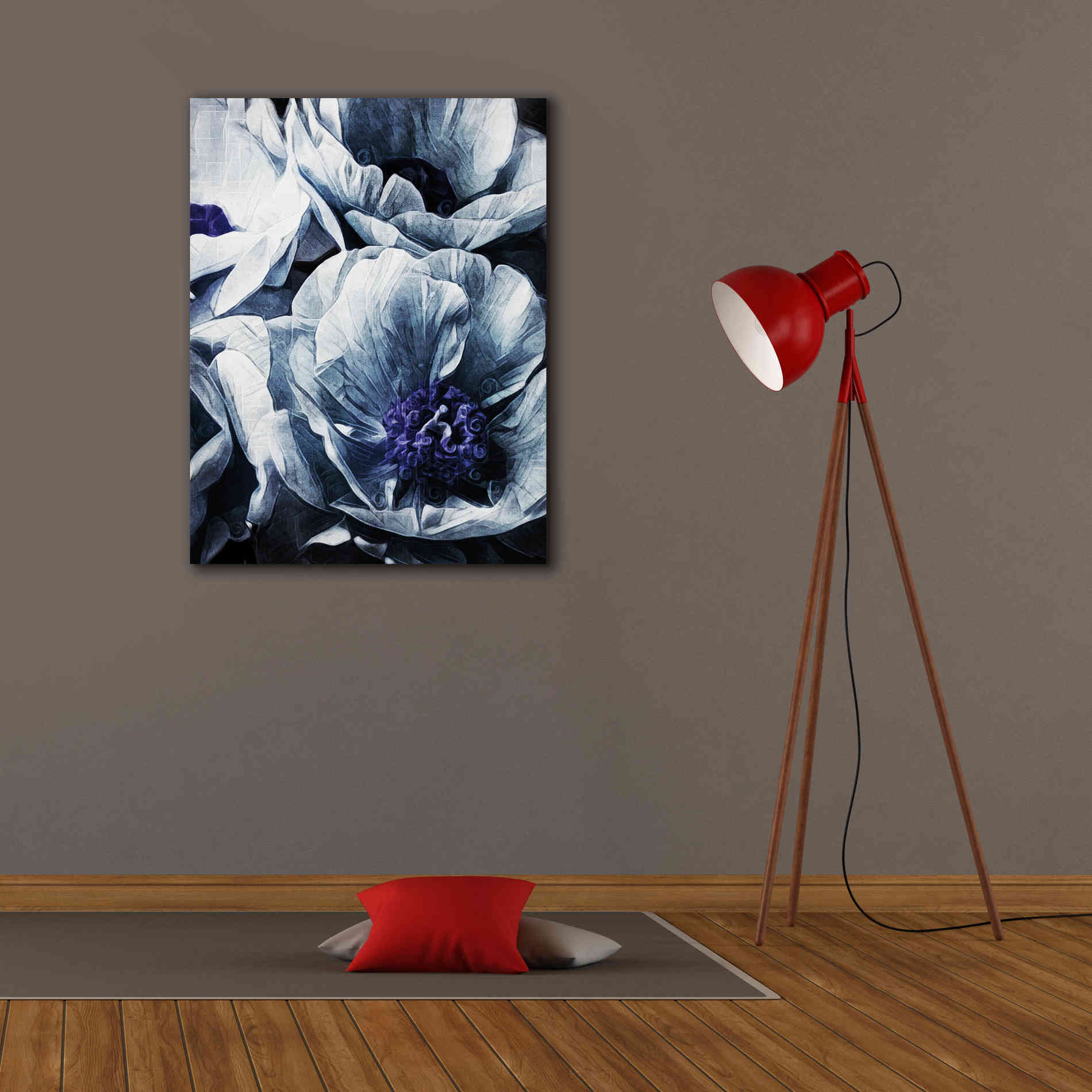 'Peony Blue Petals 2' by Ashley Aldridge Giclee Canvas Wall Art,26 x 34