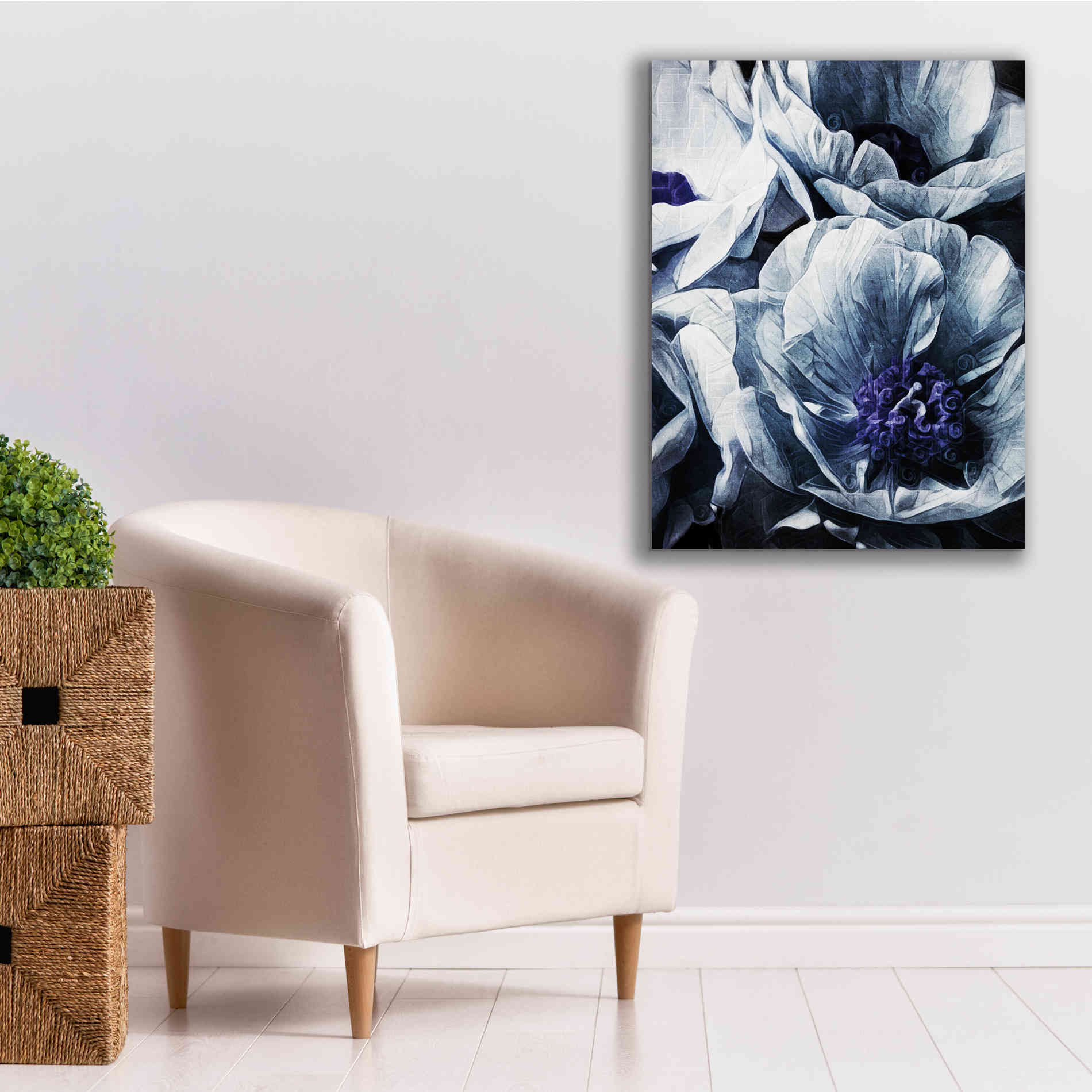 'Peony Blue Petals 2' by Ashley Aldridge Giclee Canvas Wall Art,26 x 34