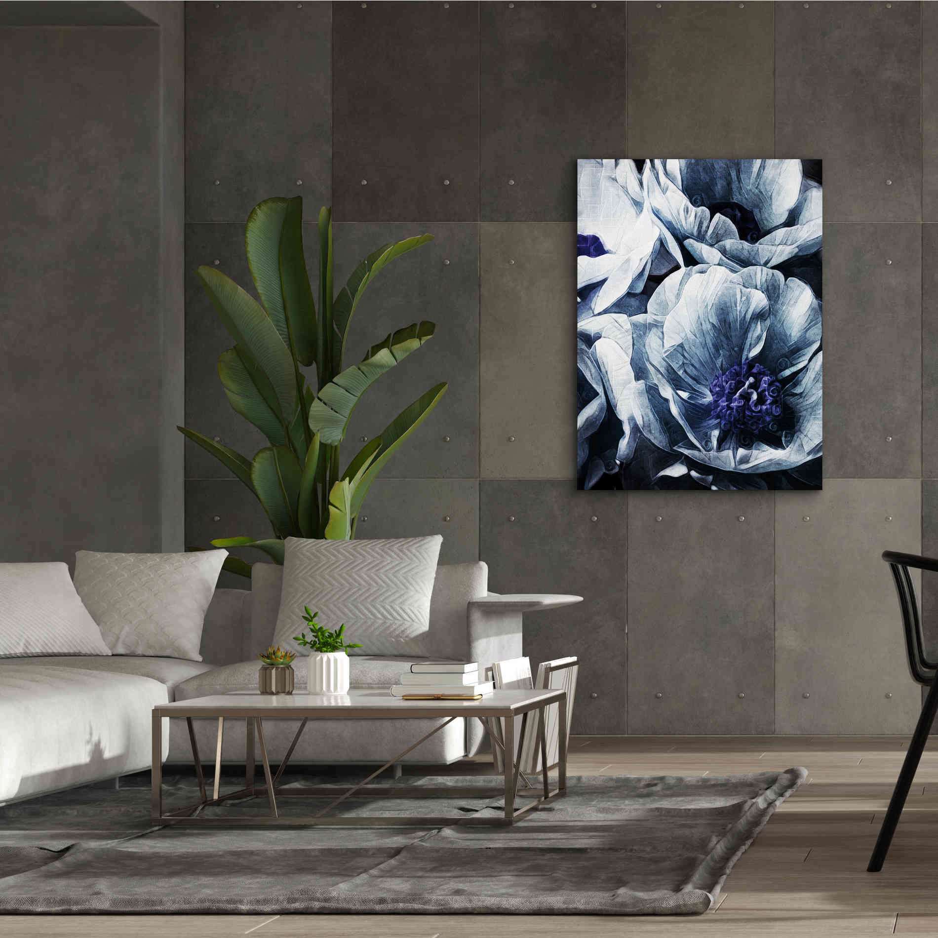 'Peony Blue Petals 2' by Ashley Aldridge Giclee Canvas Wall Art,40 x 54