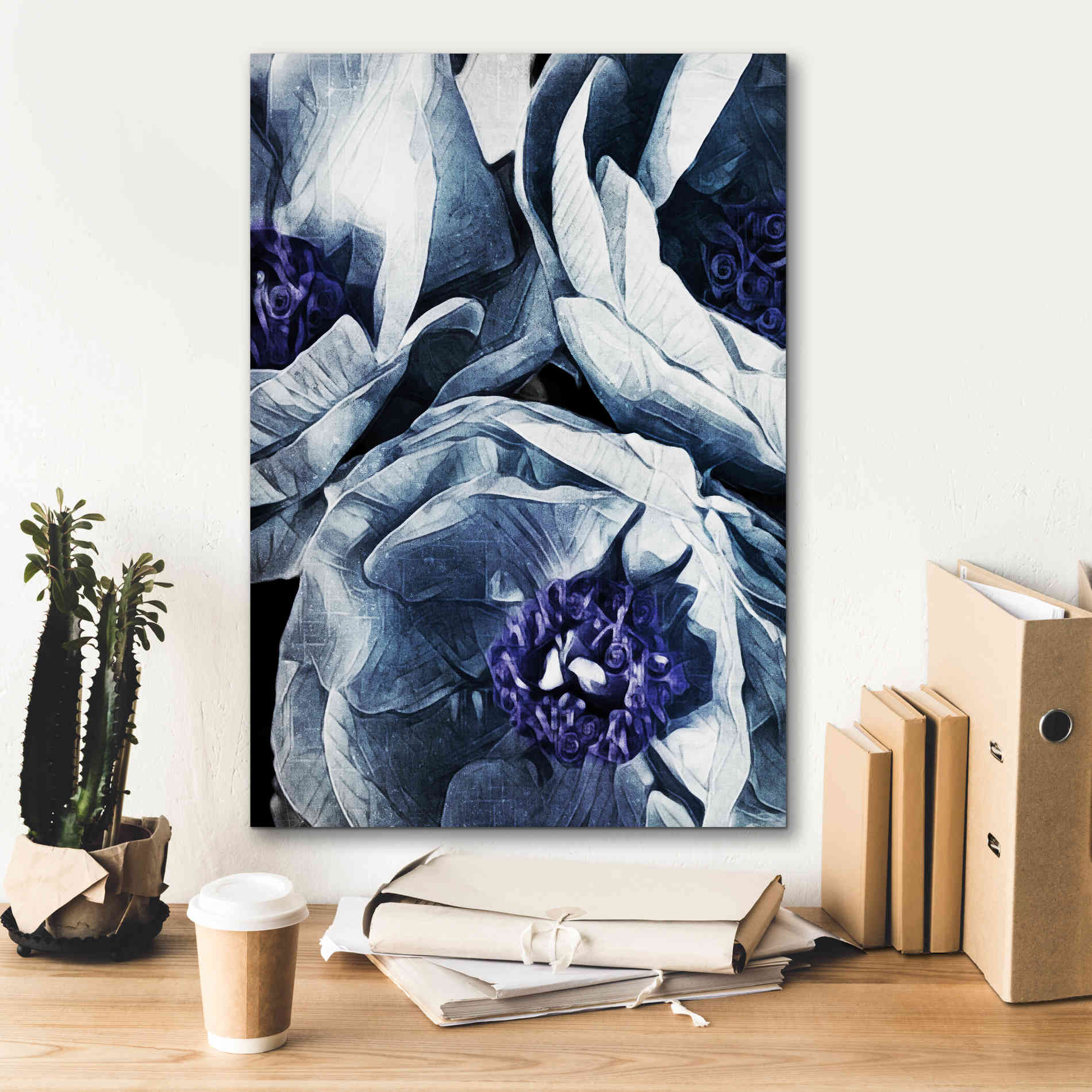 'Peony Blue Petals 3' by Ashley Aldridge Giclee Canvas Wall Art,18 x 26