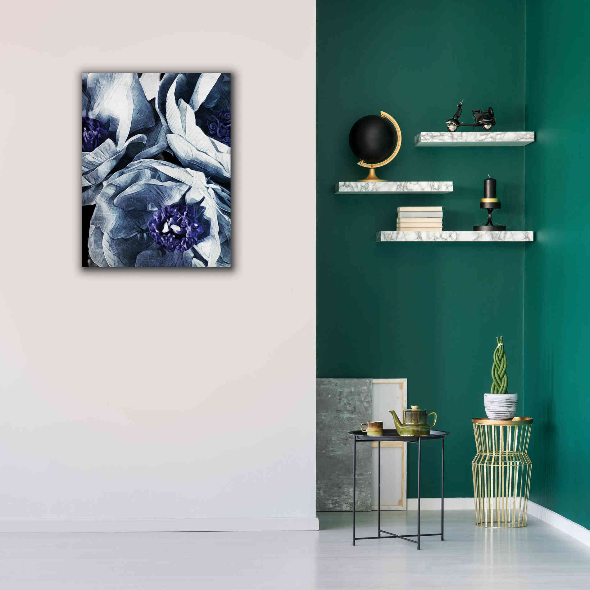 'Peony Blue Petals 3' by Ashley Aldridge Giclee Canvas Wall Art,26 x 34