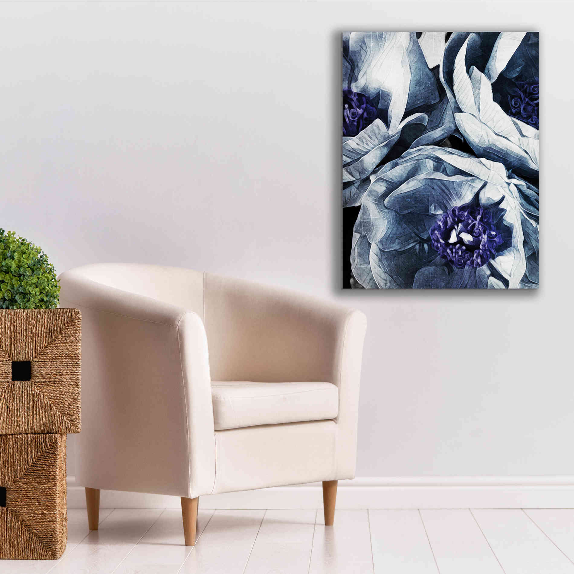'Peony Blue Petals 3' by Ashley Aldridge Giclee Canvas Wall Art,26 x 34