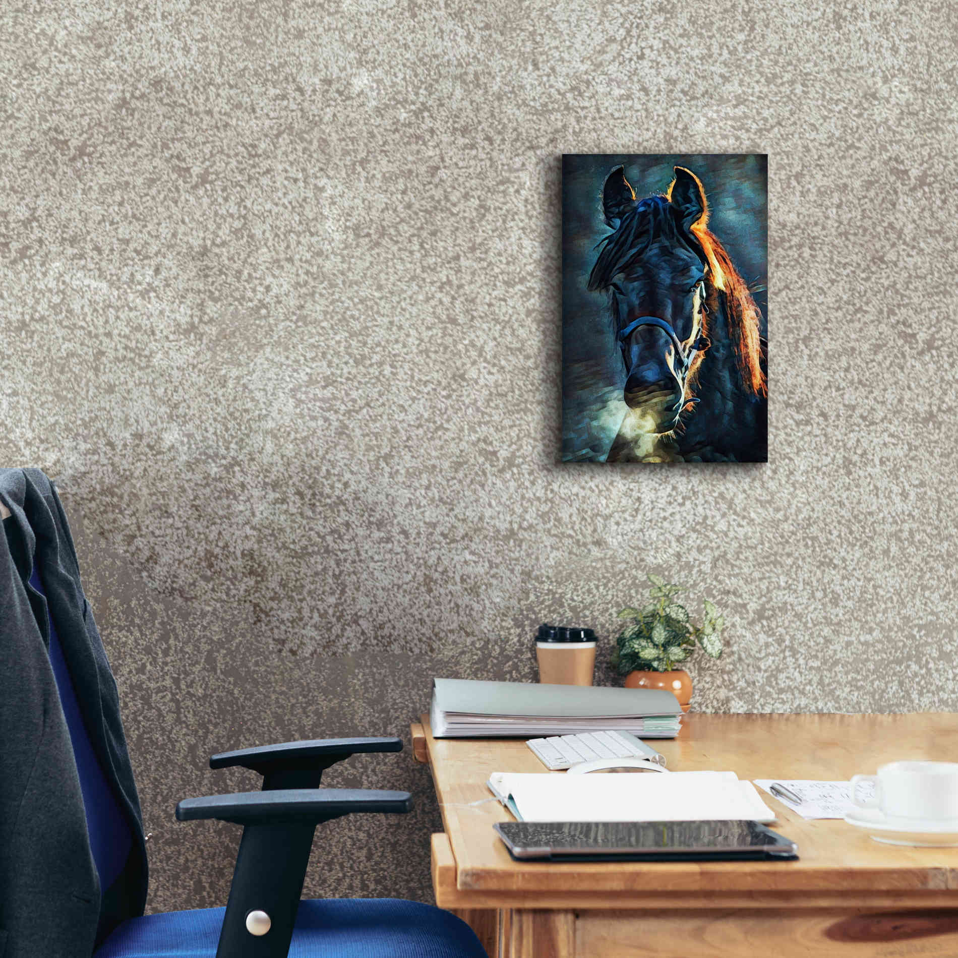 'Black Stallion Stare 1' by Ashley Aldridge Giclee Canvas Wall Art,12 x 18