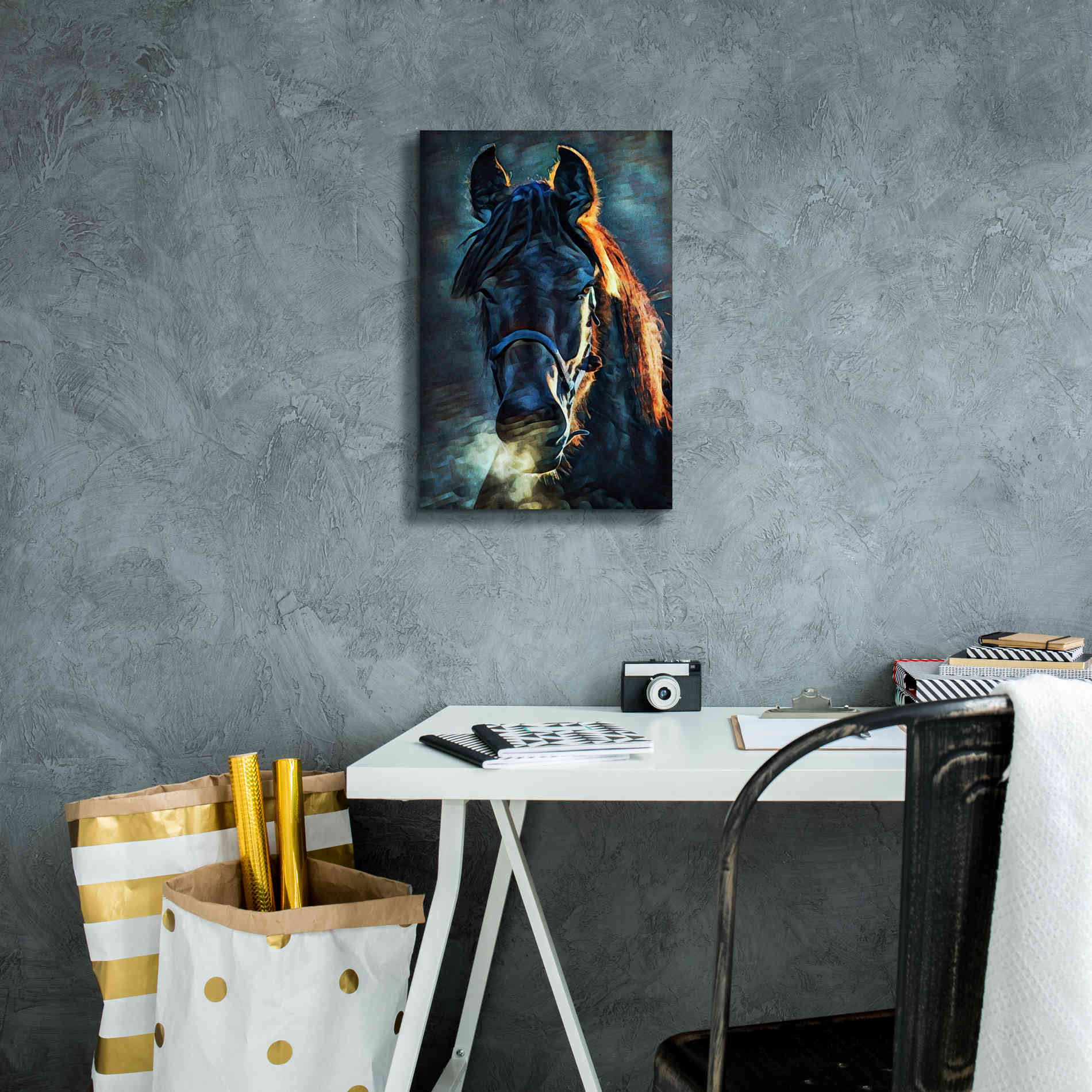 'Black Stallion Stare 1' by Ashley Aldridge Giclee Canvas Wall Art,12 x 18