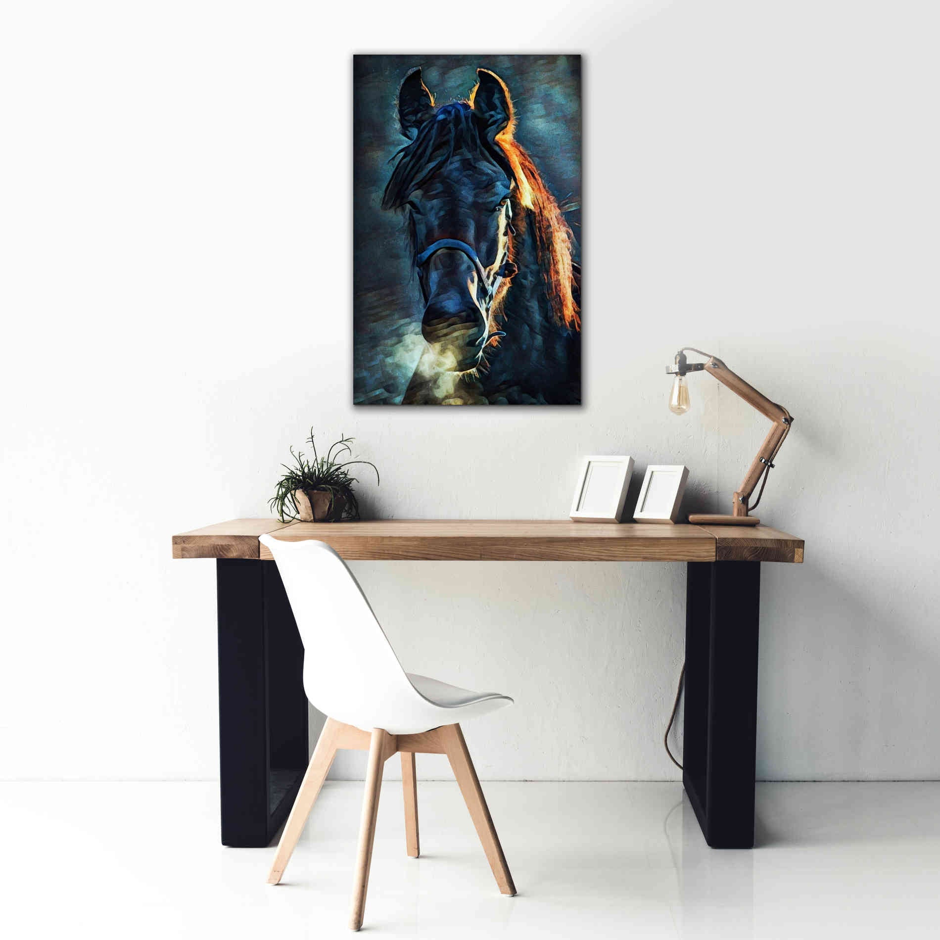 'Black Stallion Stare 1' by Ashley Aldridge Giclee Canvas Wall Art,26 x 40