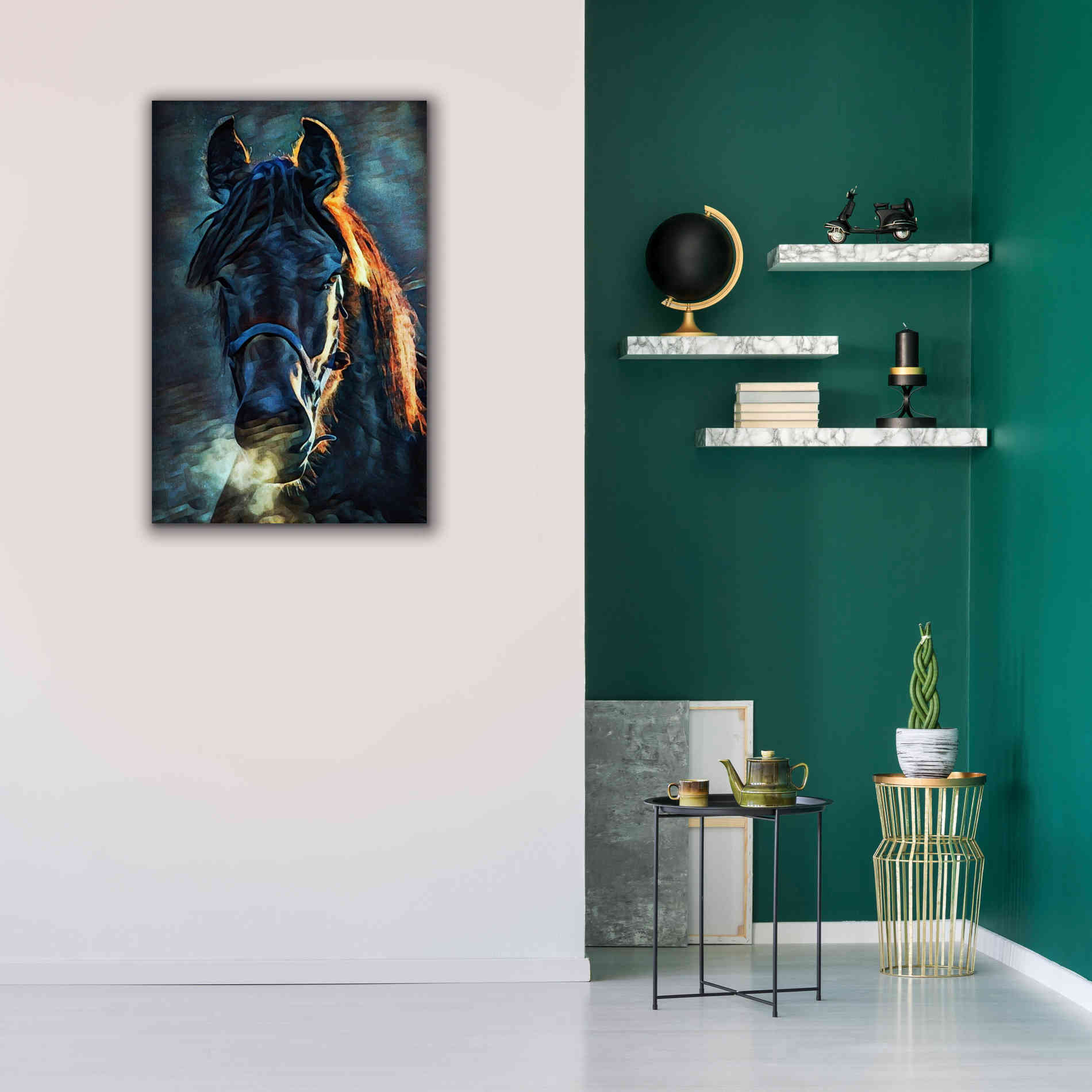 'Black Stallion Stare 1' by Ashley Aldridge Giclee Canvas Wall Art,26 x 40