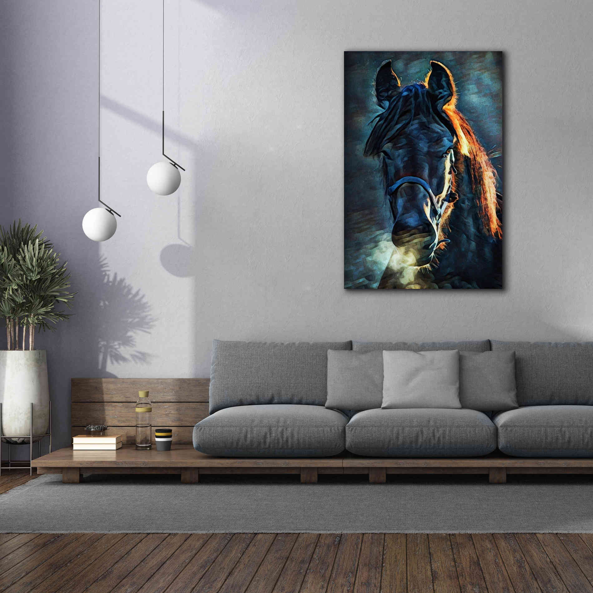 'Black Stallion Stare 1' by Ashley Aldridge Giclee Canvas Wall Art,40 x 60