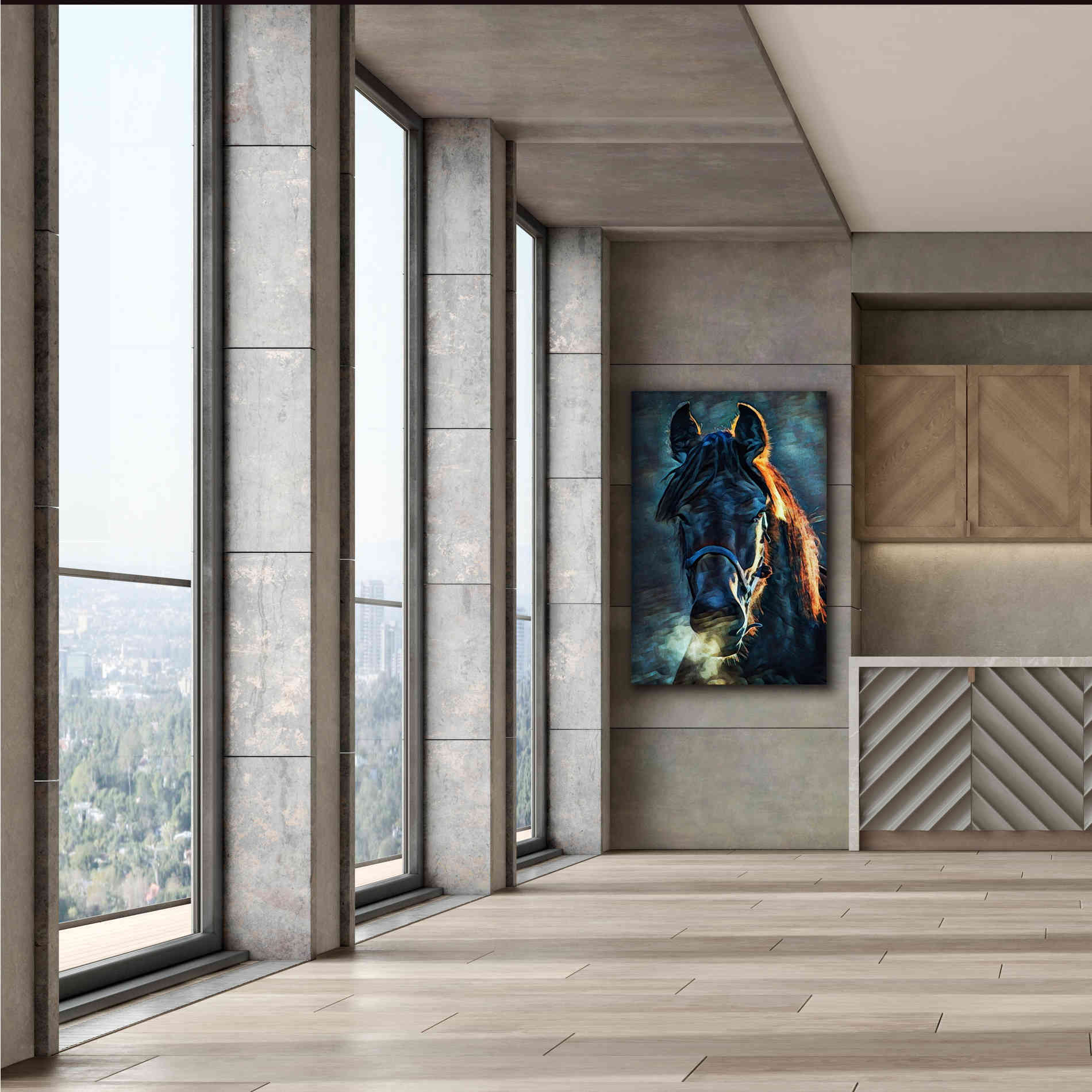 'Black Stallion Stare 1' by Ashley Aldridge Giclee Canvas Wall Art,40 x 60