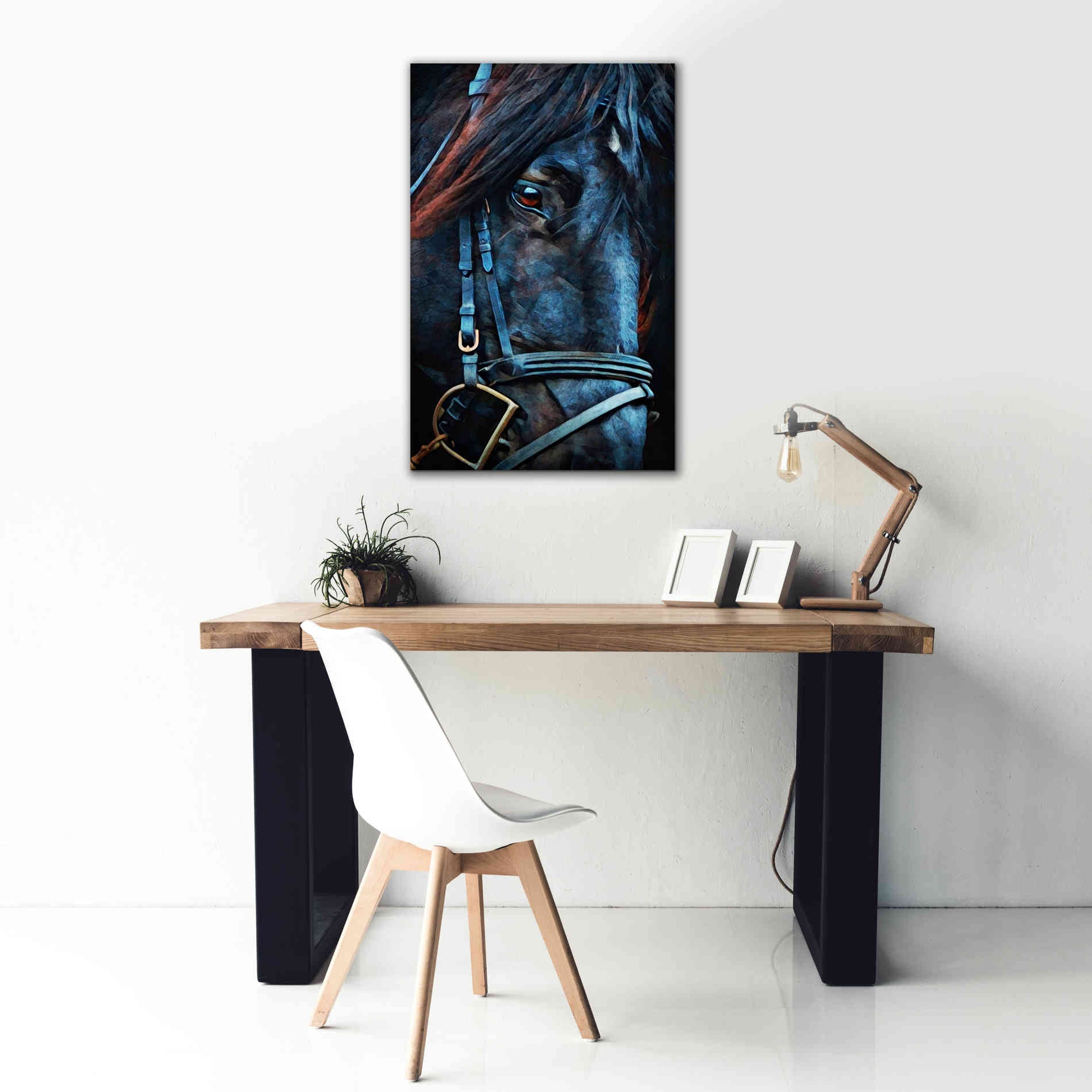 'Black Stallion Stare 2' by Ashley Aldridge Giclee Canvas Wall Art,26 x 40