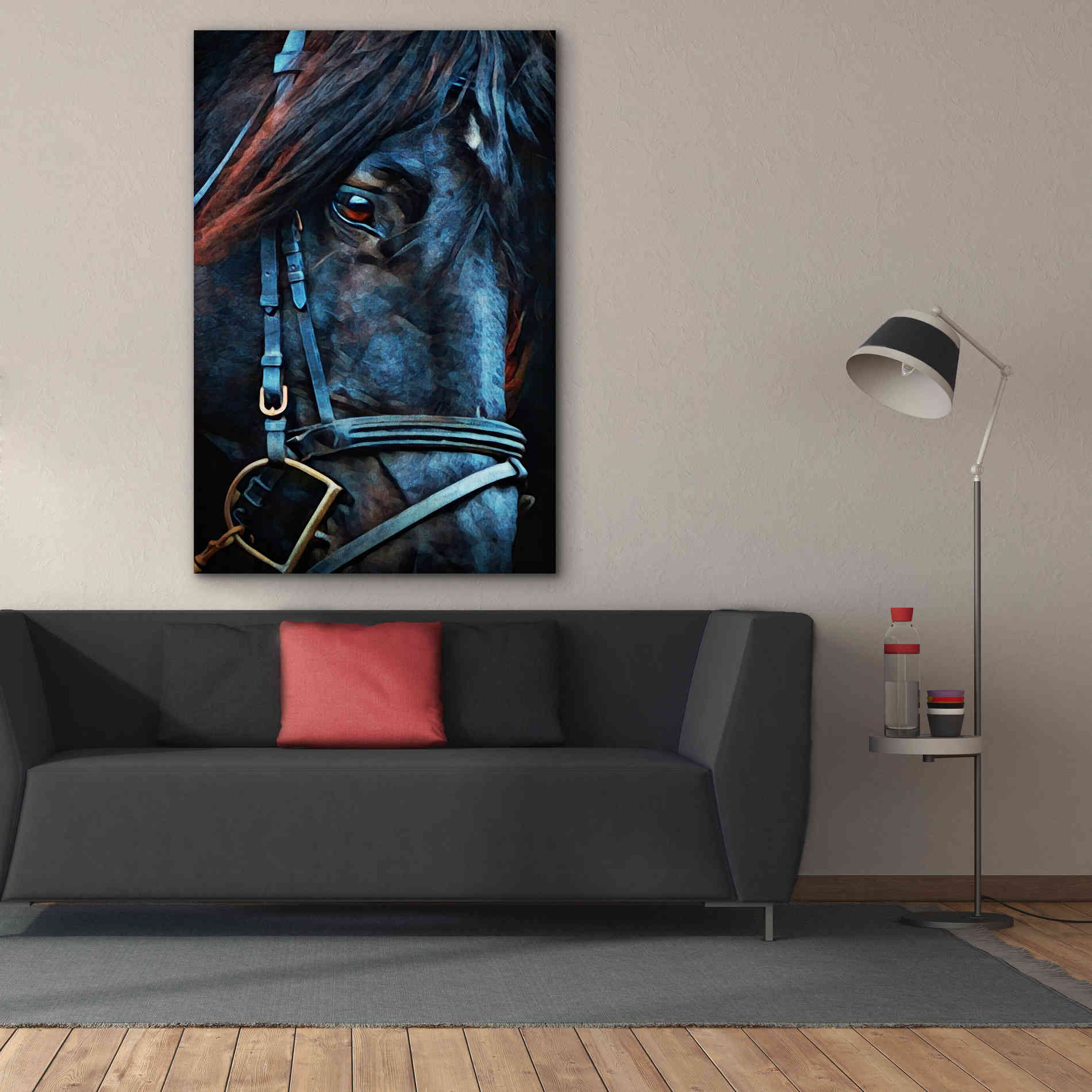 'Black Stallion Stare 2' by Ashley Aldridge Giclee Canvas Wall Art,40 x 60
