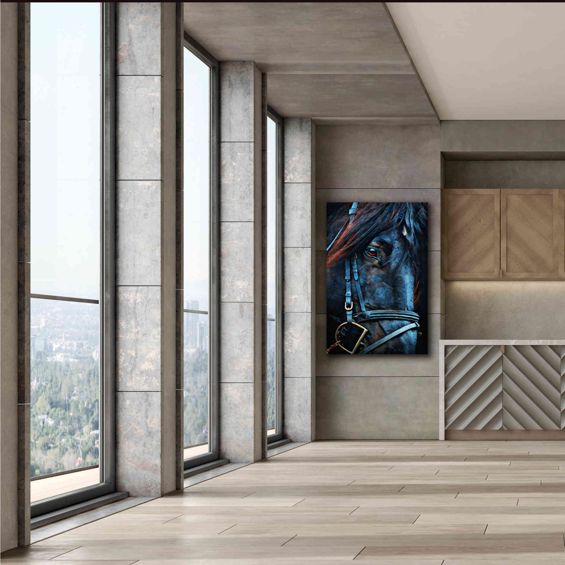 'Black Stallion Stare 2' by Ashley Aldridge Giclee Canvas Wall Art,40 x 60