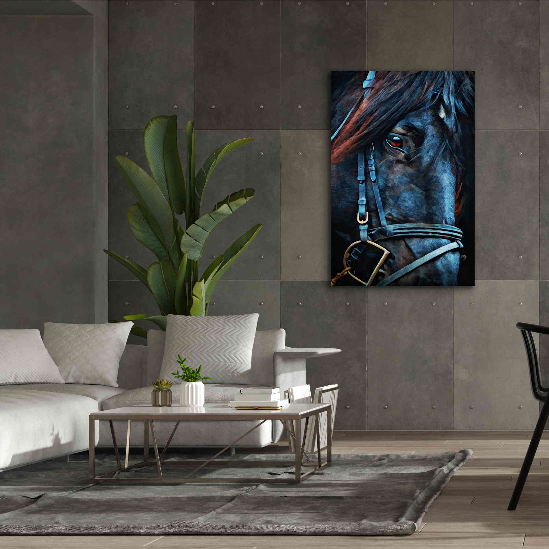 'Black Stallion Stare 2' by Ashley Aldridge Giclee Canvas Wall Art,40 x 60
