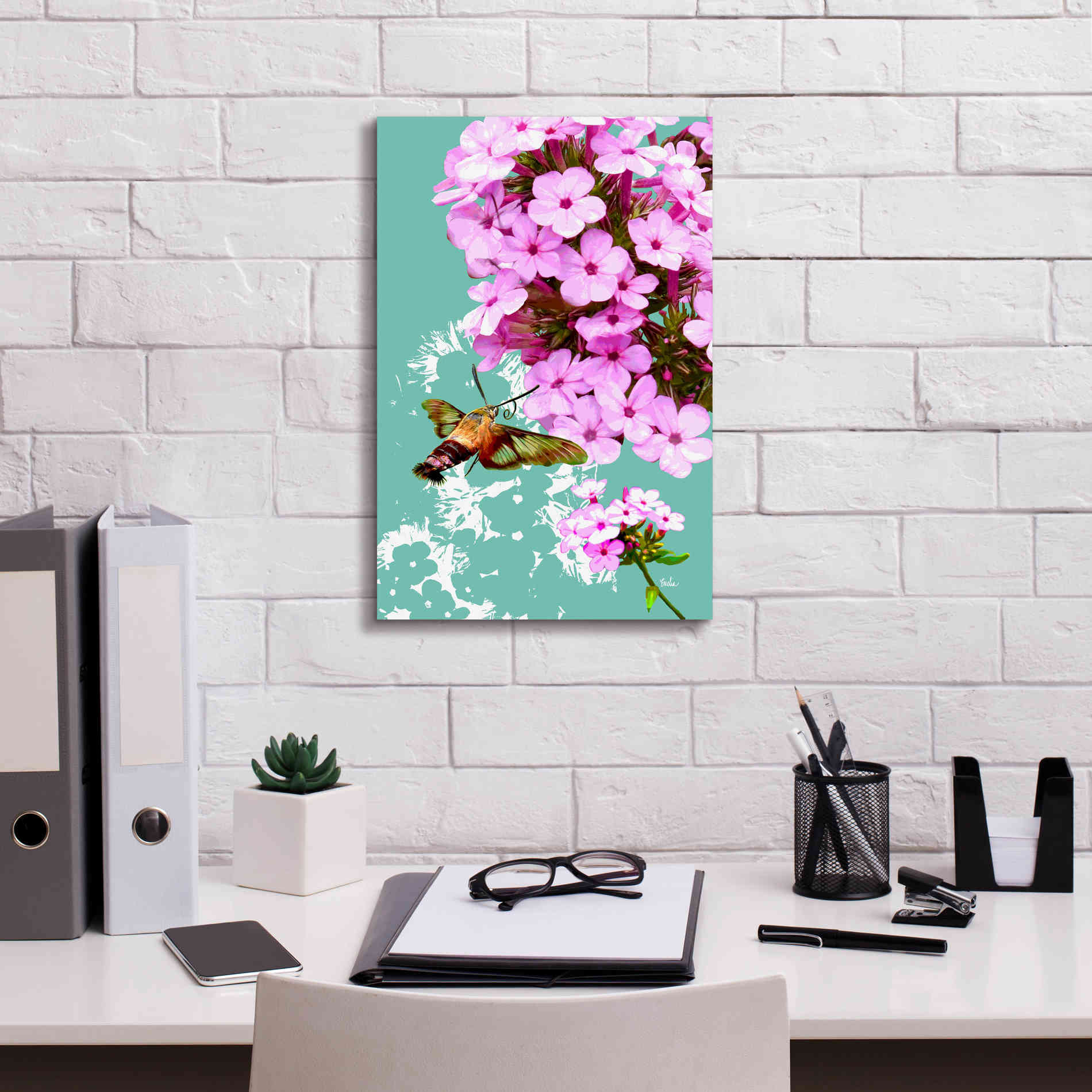 'Clearwing On Flox' by Evelia Designs Giclee Canvas Wall Art,12 x 18