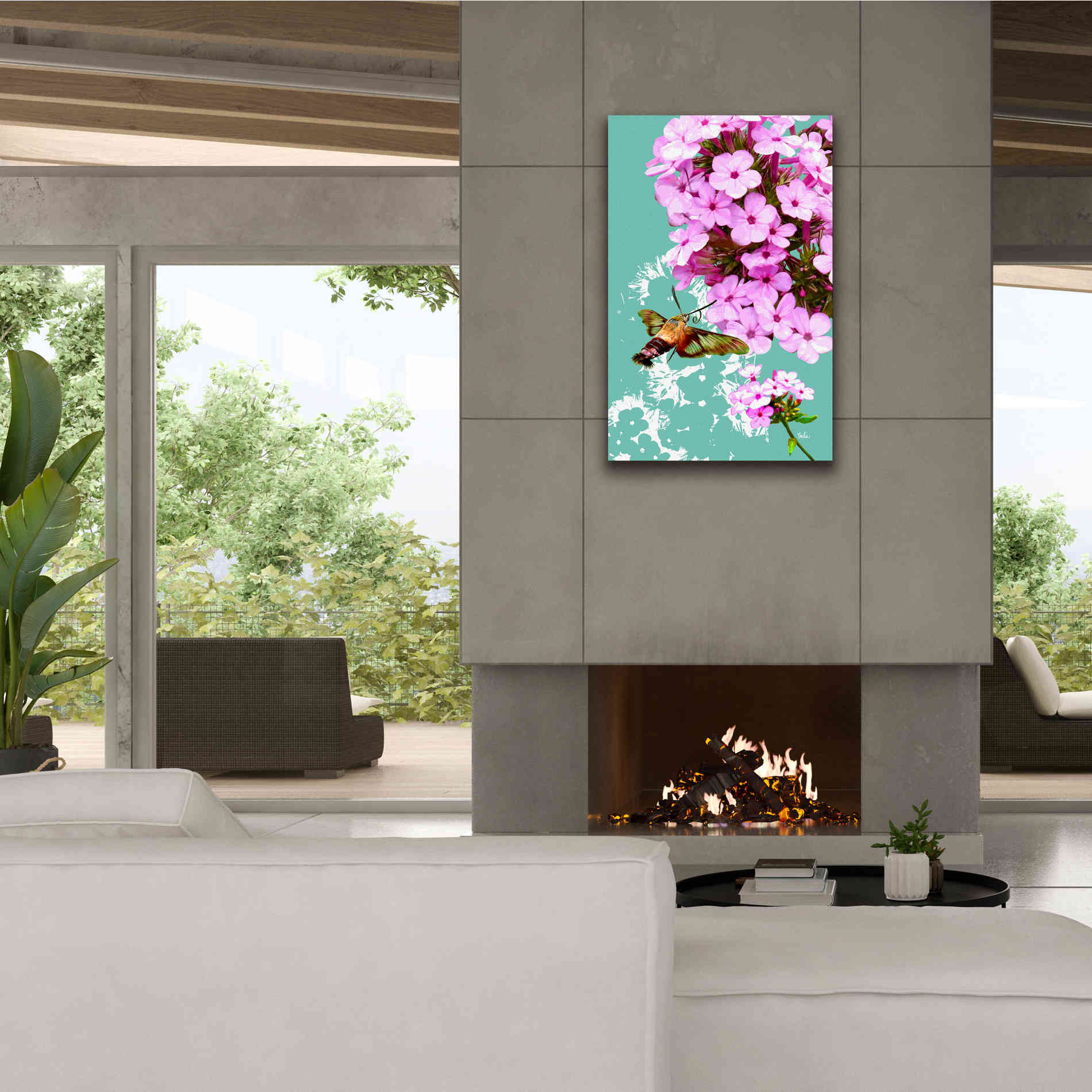 'Clearwing On Flox' by Evelia Designs Giclee Canvas Wall Art,26 x 40