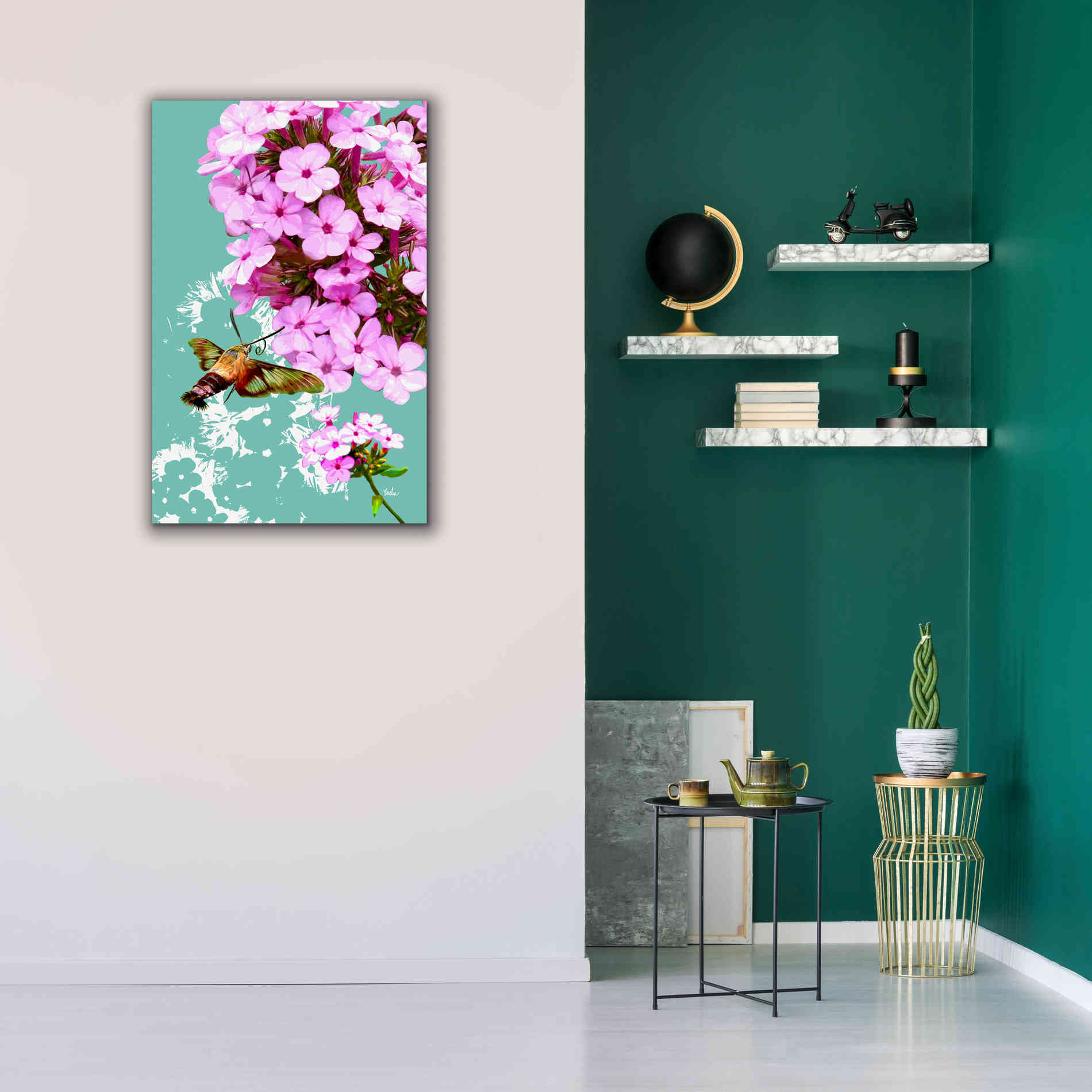'Clearwing On Flox' by Evelia Designs Giclee Canvas Wall Art,26 x 40