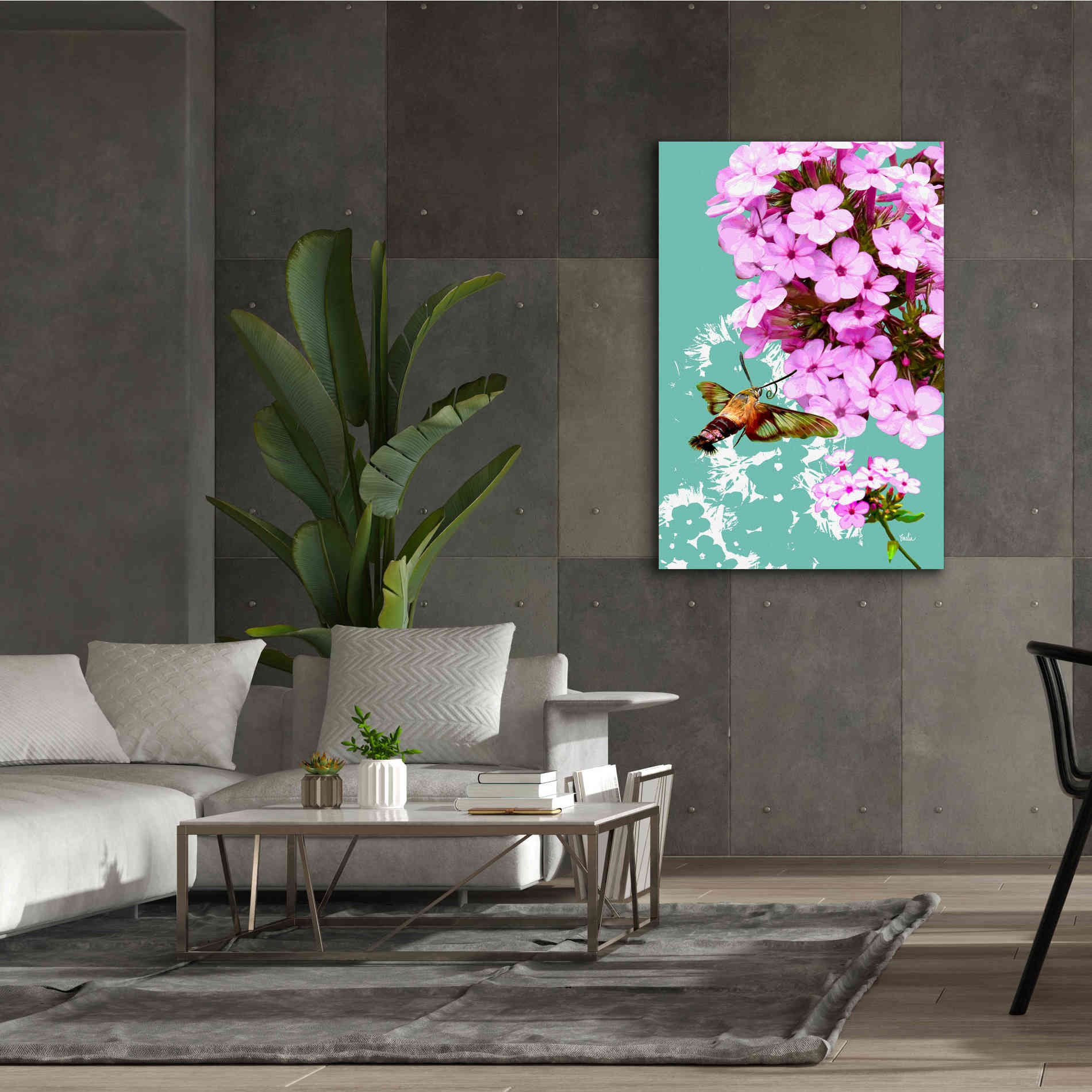 'Clearwing On Flox' by Evelia Designs Giclee Canvas Wall Art,40 x 60